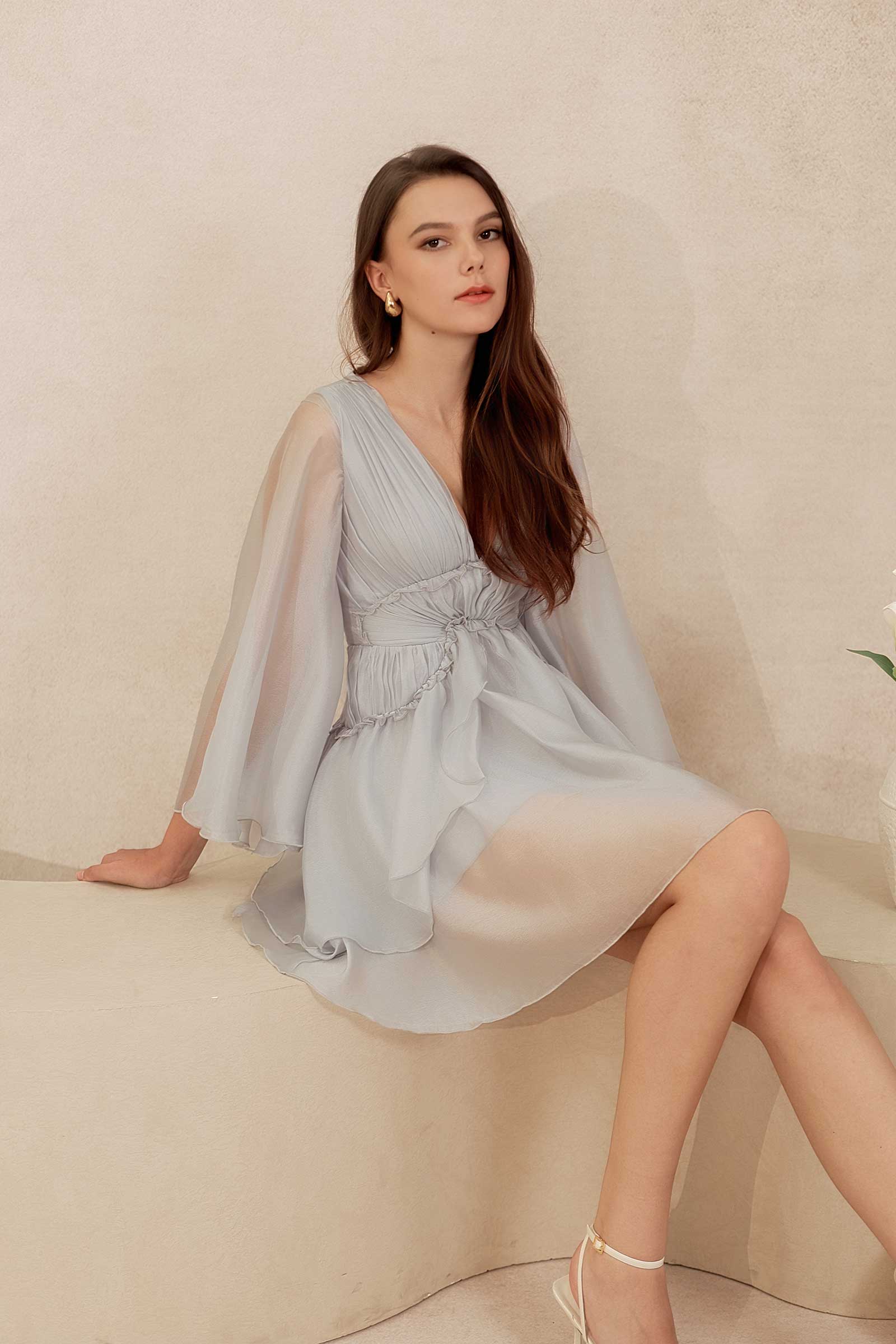 Drealis Padded Dress (Dusty Blue)