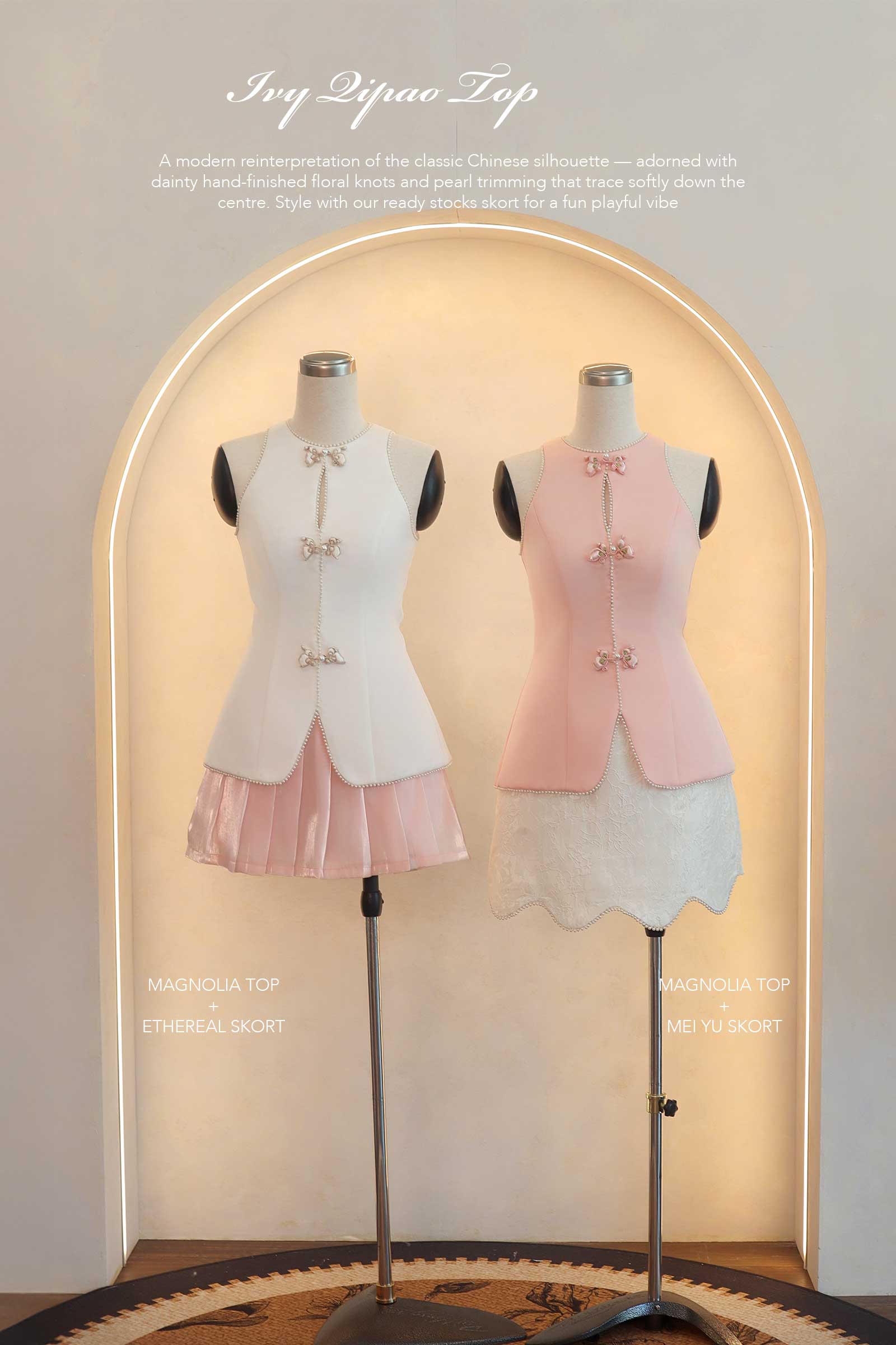 Ivy Qipao Top (Pink)