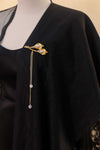 Noir Shawls with brooch (Black) (Non Returnable)