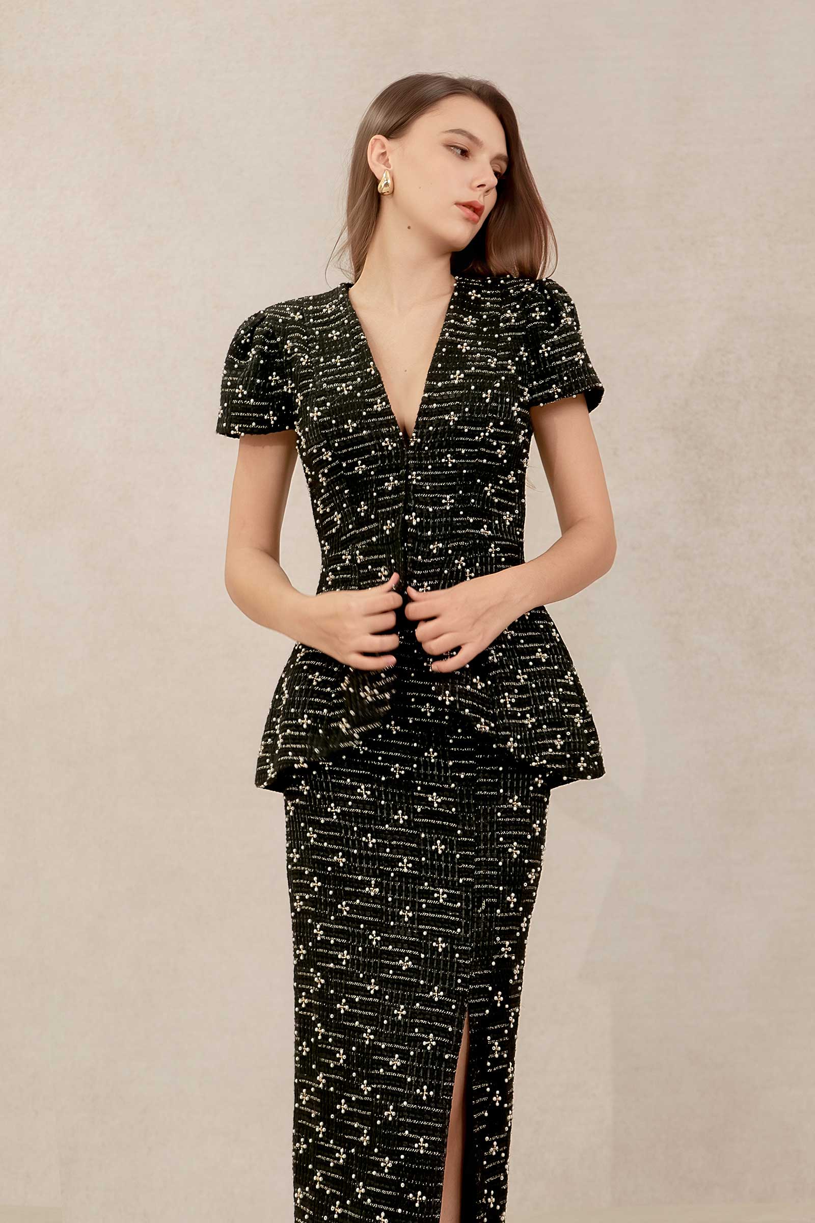 Eclat Tweed Skirt (Black)