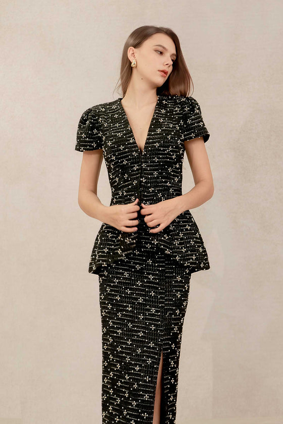 Eclat Tweed Skirt (Black)