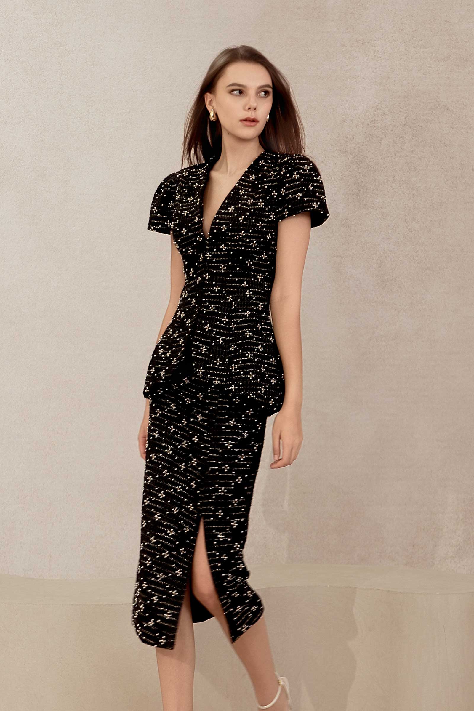 Eclat Tweed Skirt (Black)