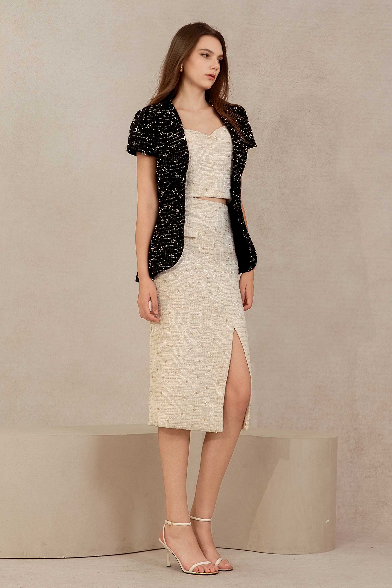 Eclat Tweed Padded Jacket (Black)