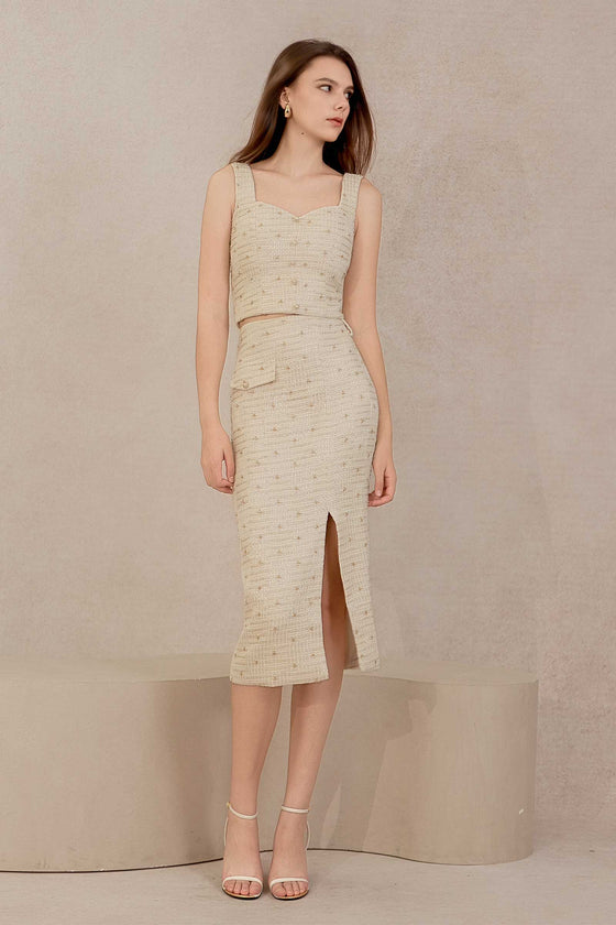 Eclat Tweed Skirt (Cream)
