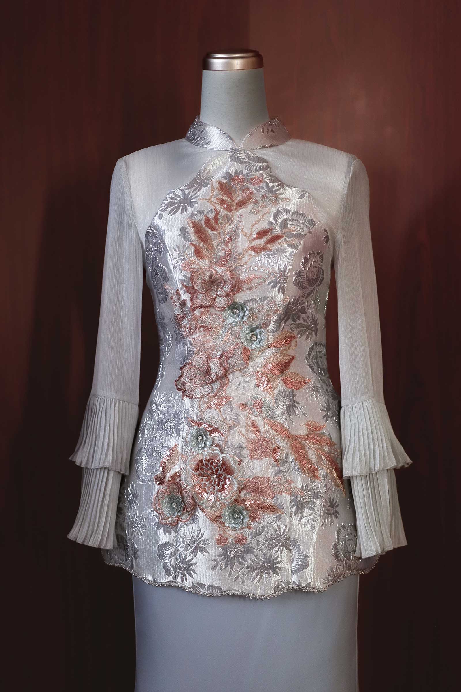 Alya Kebaya Top (Greyish Blue)