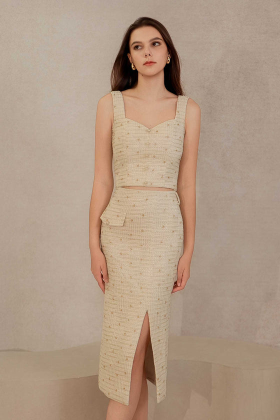 Eclat Tweed Skirt (Cream)