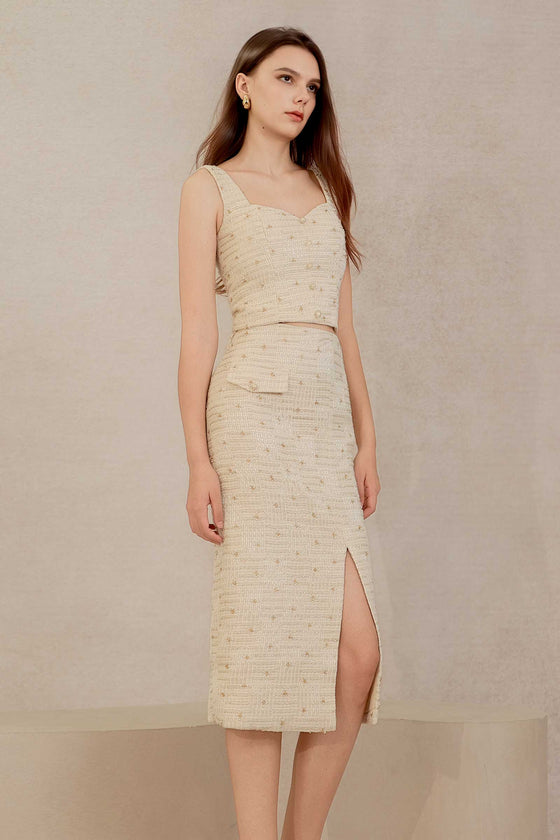 Eclat Tweed Skirt (Cream)
