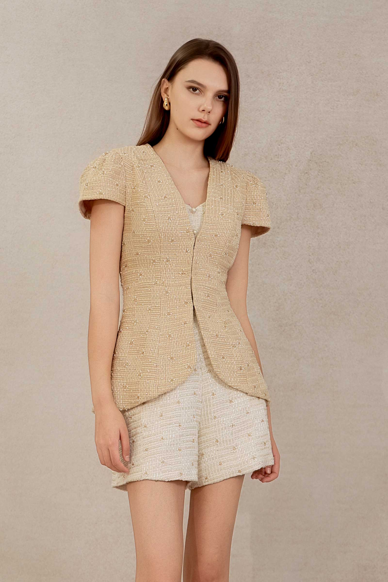 Eclat Tweed Padded Jacket (Champagne)