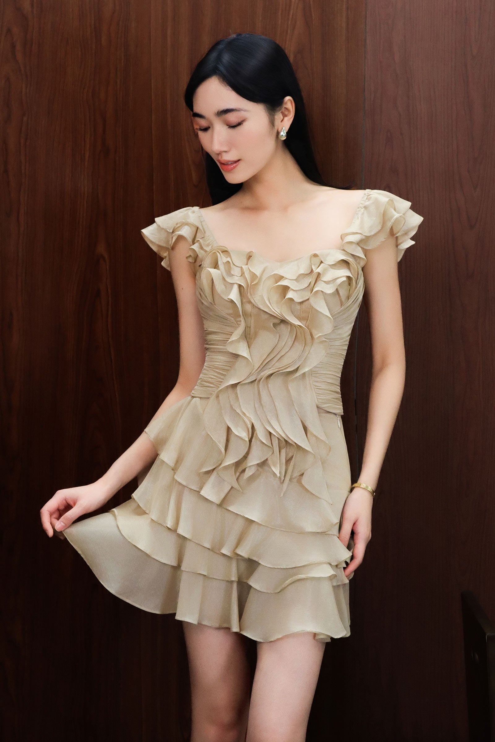 Devoria Ruffle Skort (Cream)