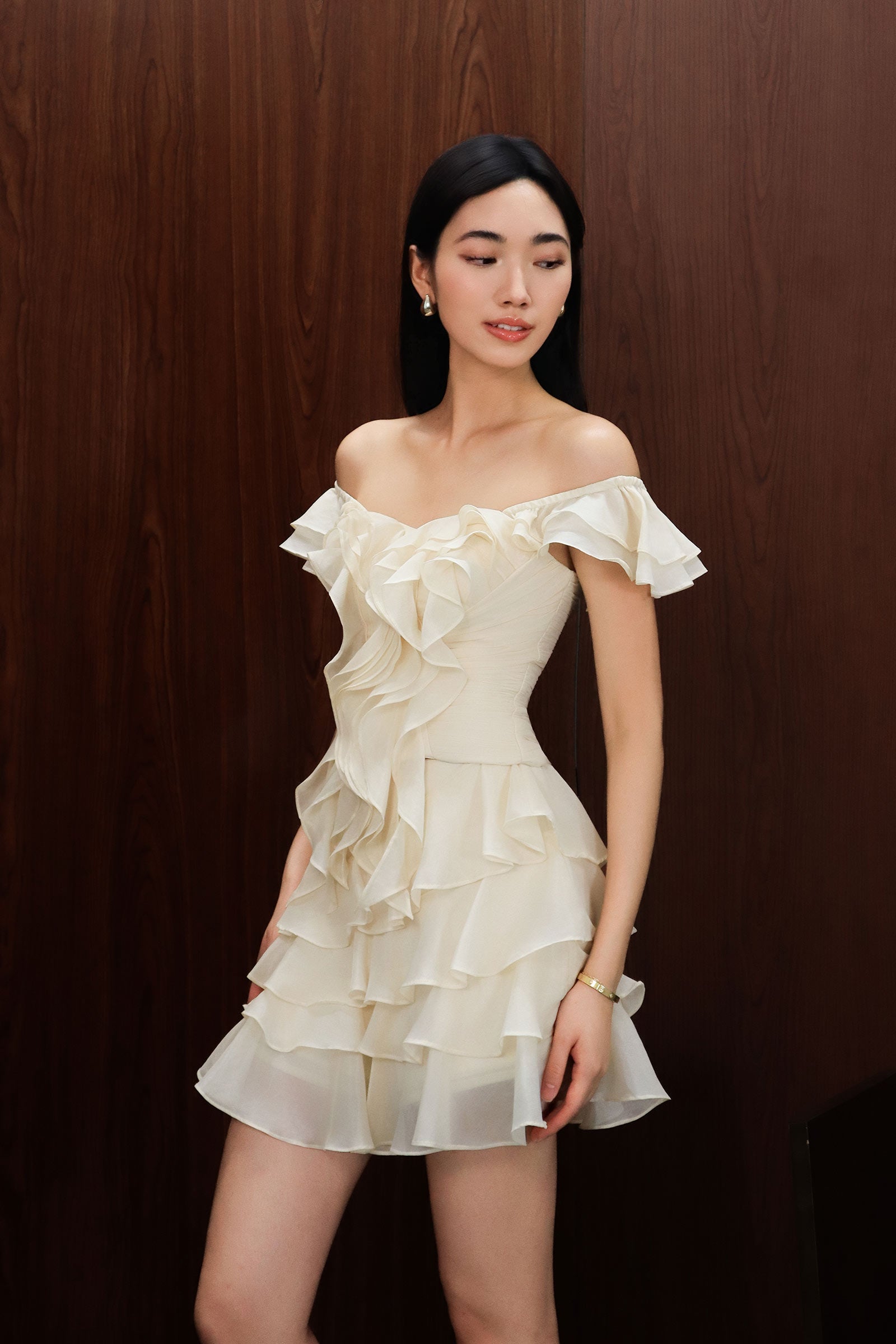 Devoria Ruffle Skort (Cream)