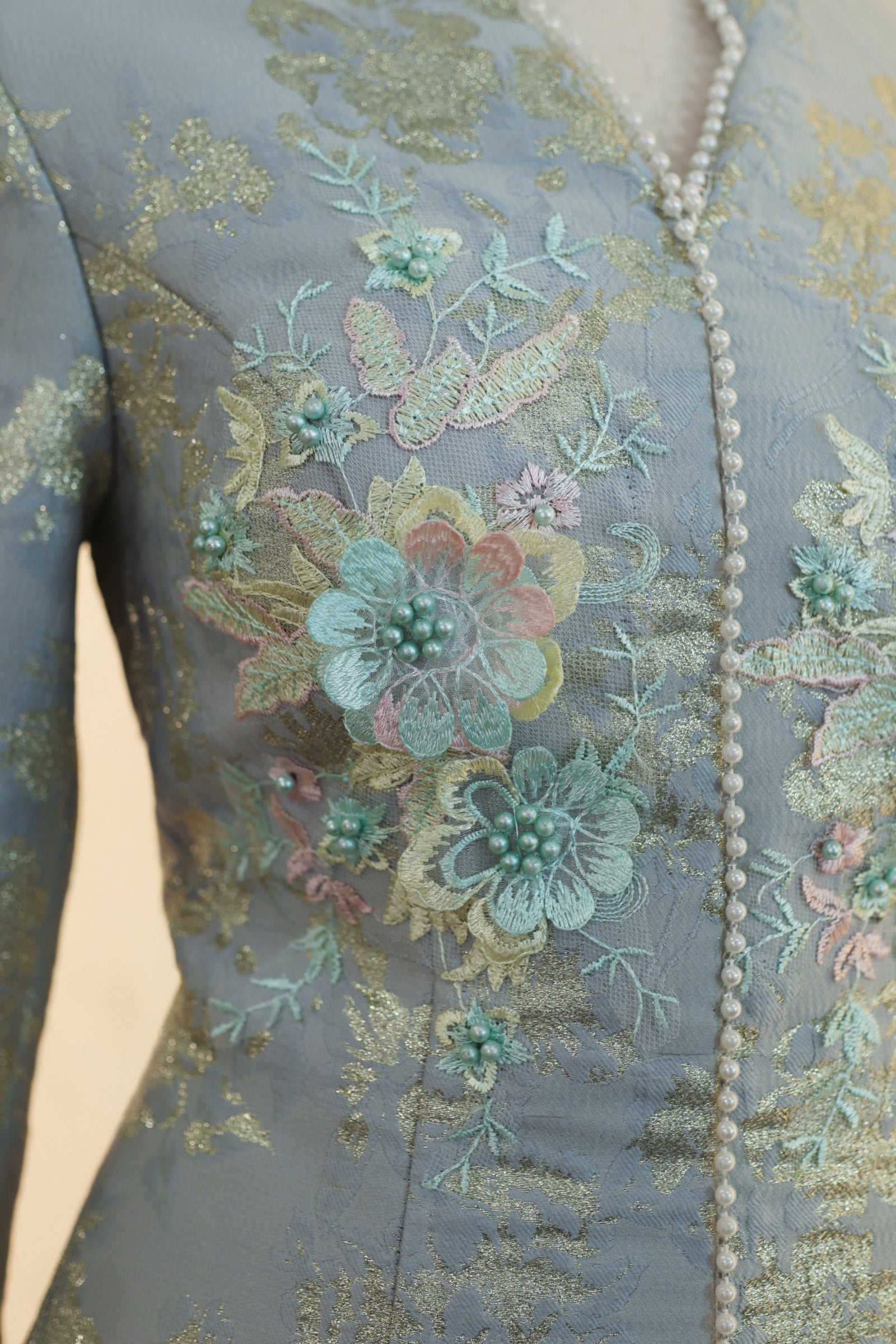 Rosabella Kebaya Top (Celadon Pearl)