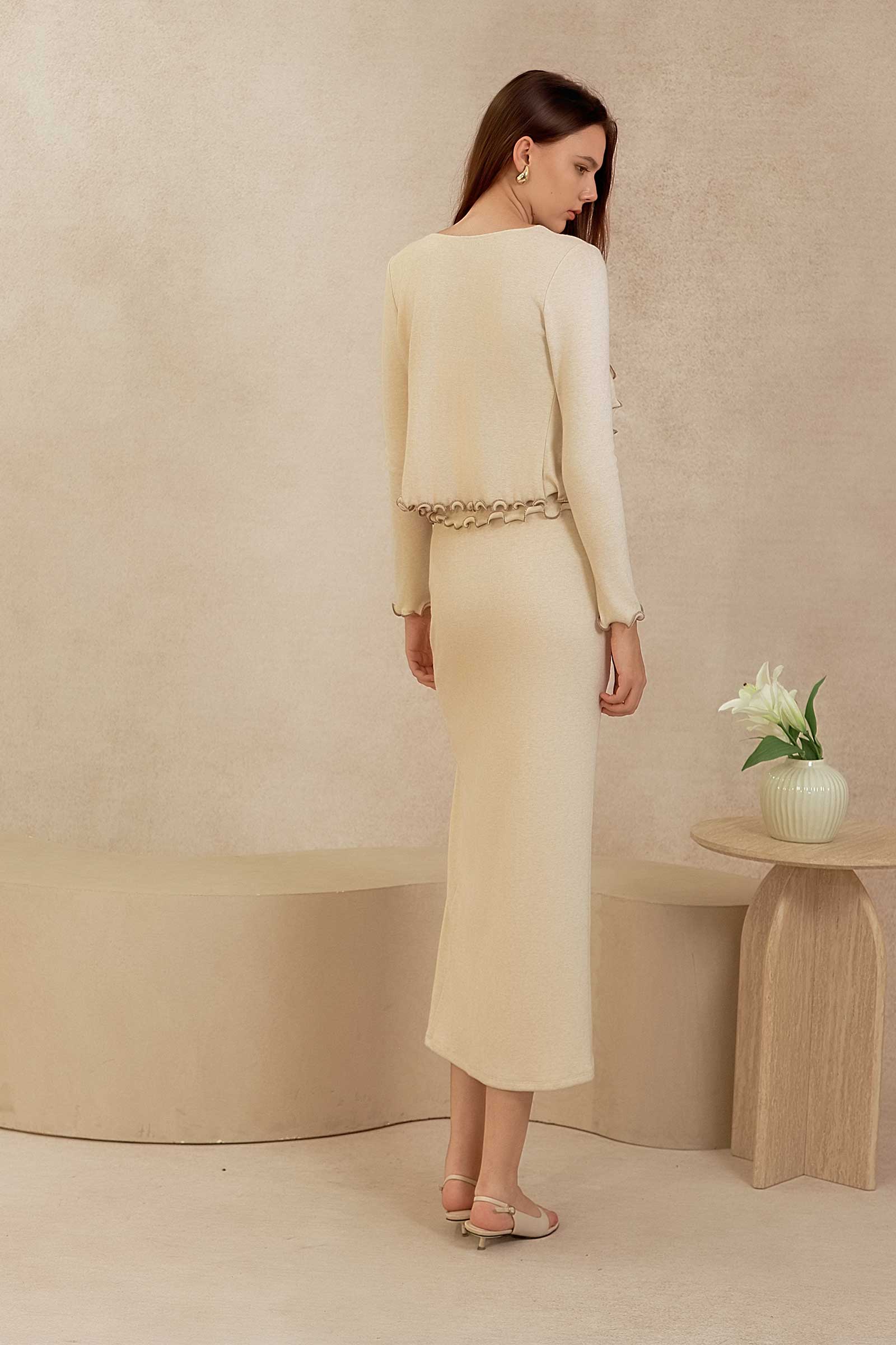 Drenielle Knit Skirt (Cream)