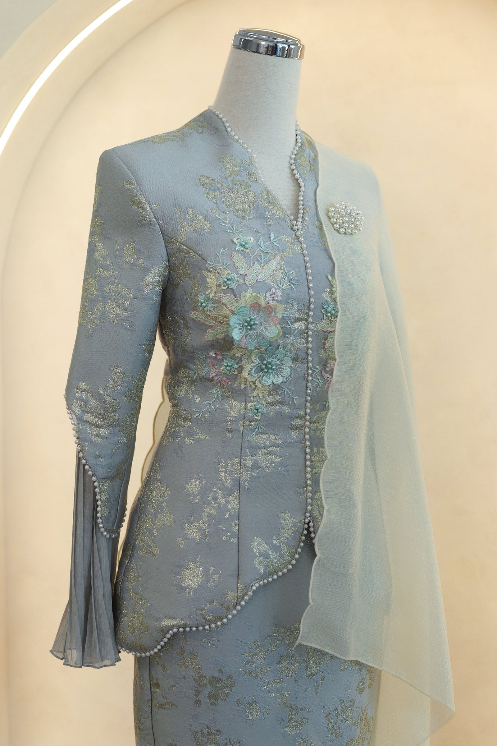 Rosabella Kebaya Top (Celadon Pearl)