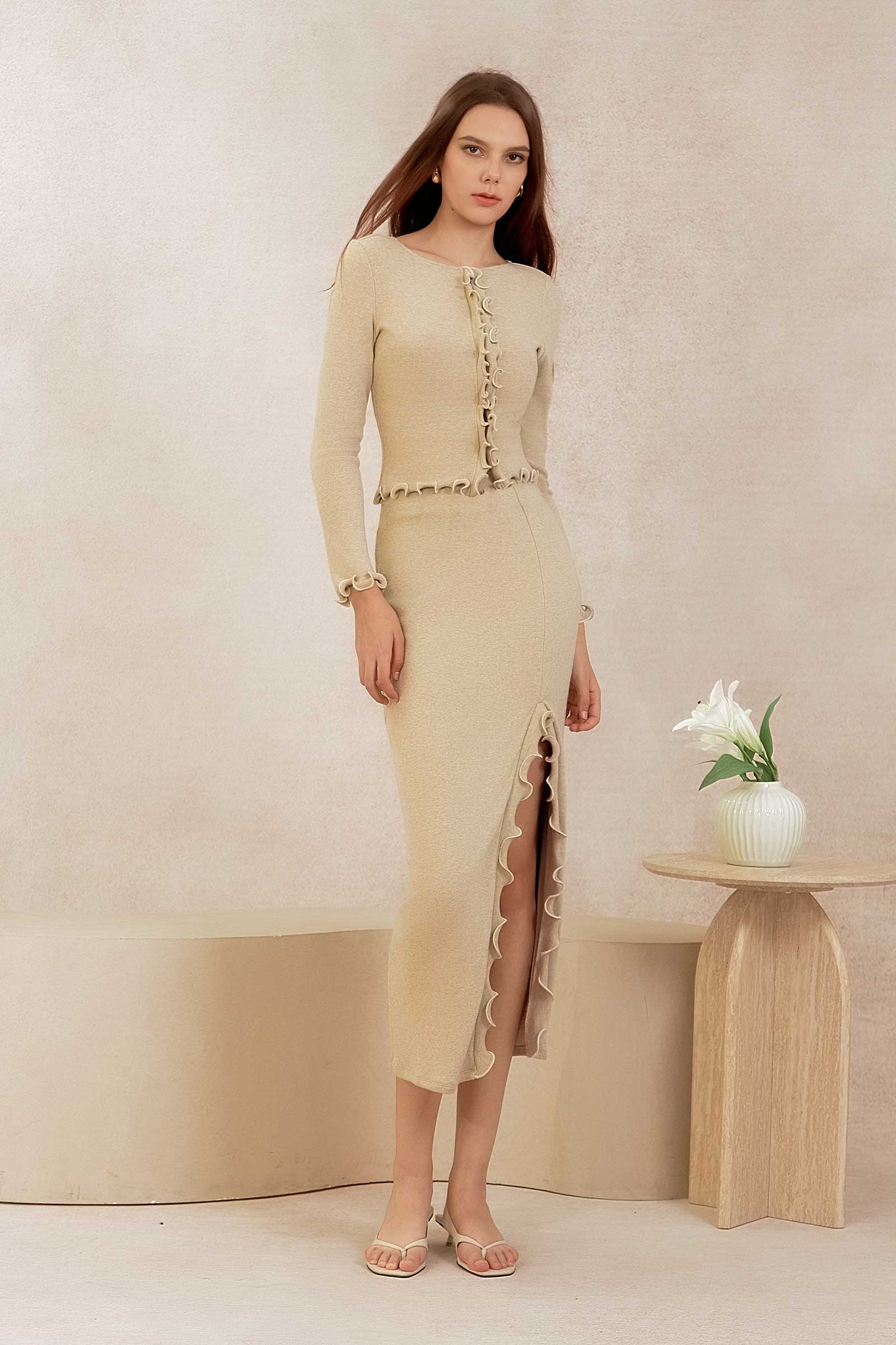 Drenielle Knit Top & Cardi Set (Sage)