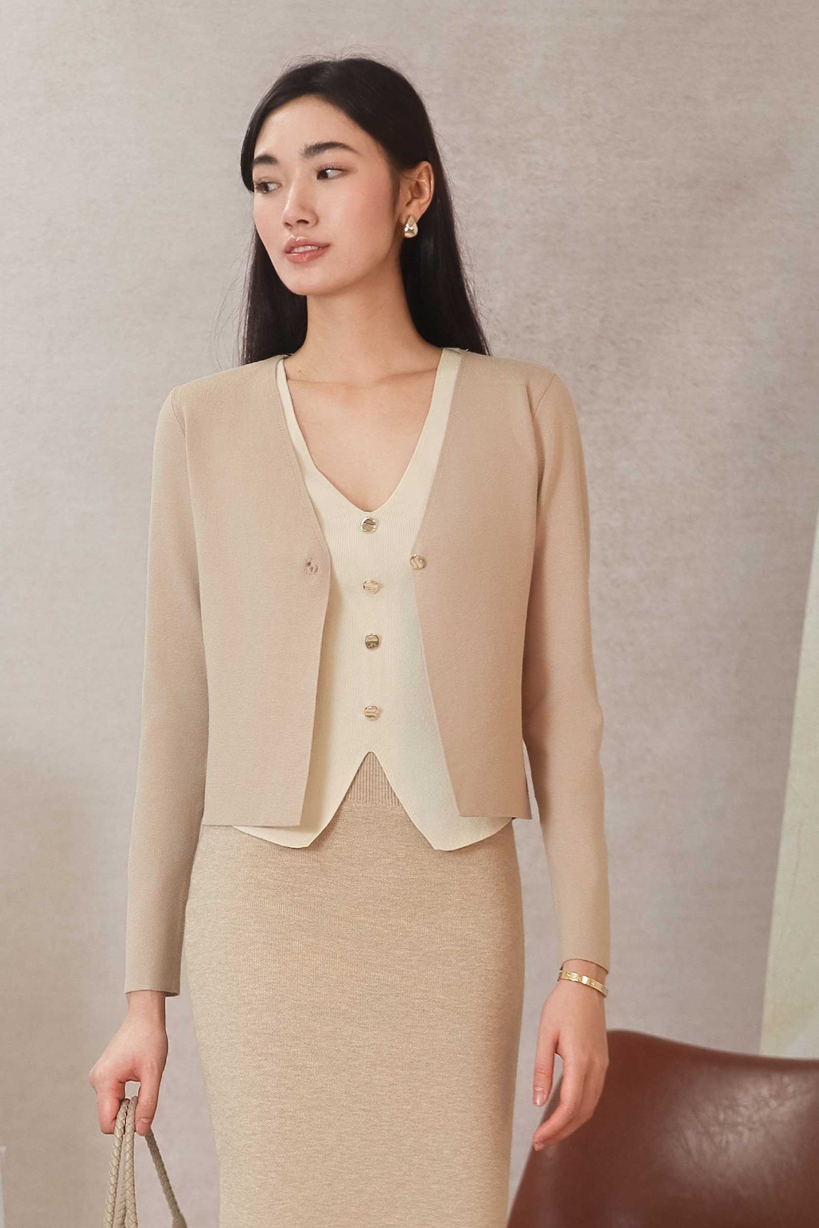 Dasiene Knit Cardigan (Khaki)