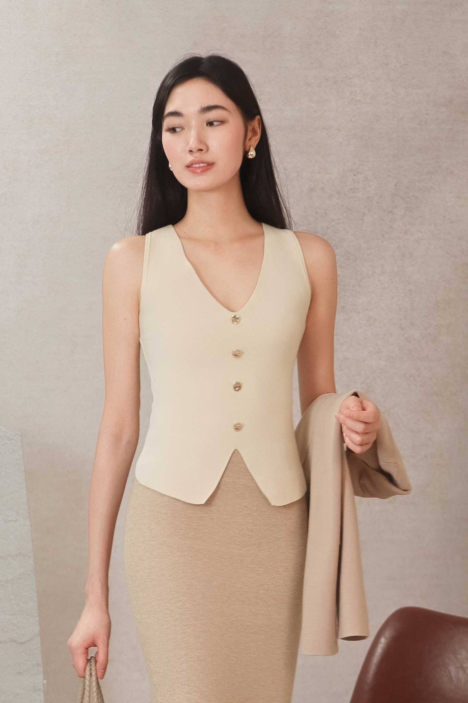 Dolix Knit Vest Top (Cream)