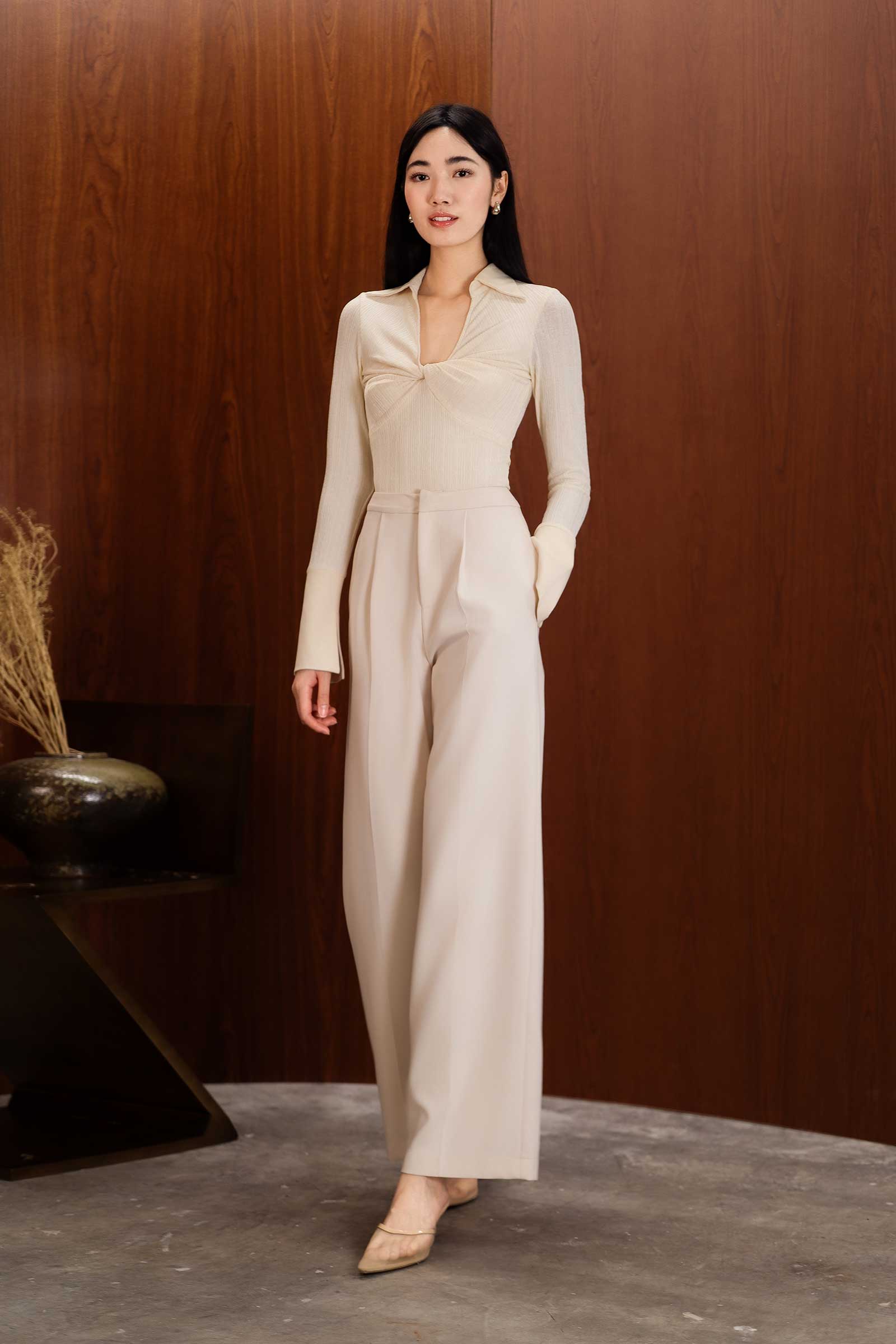 Poise Wide-Leg Trousers (Ivory)