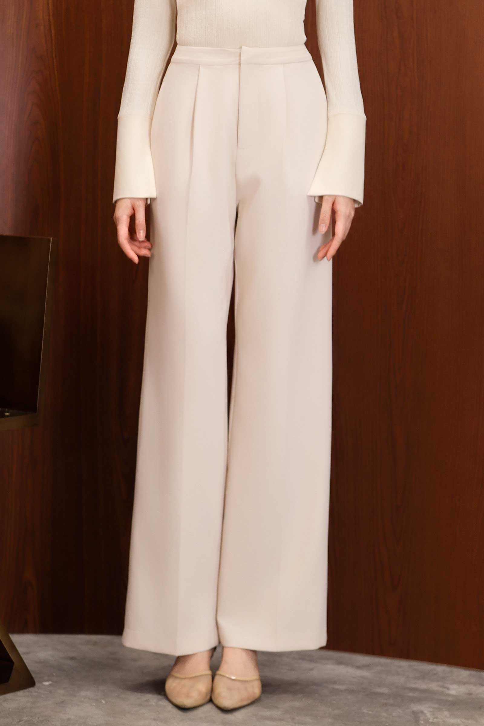Poise Wide-Leg Trousers (Ivory)