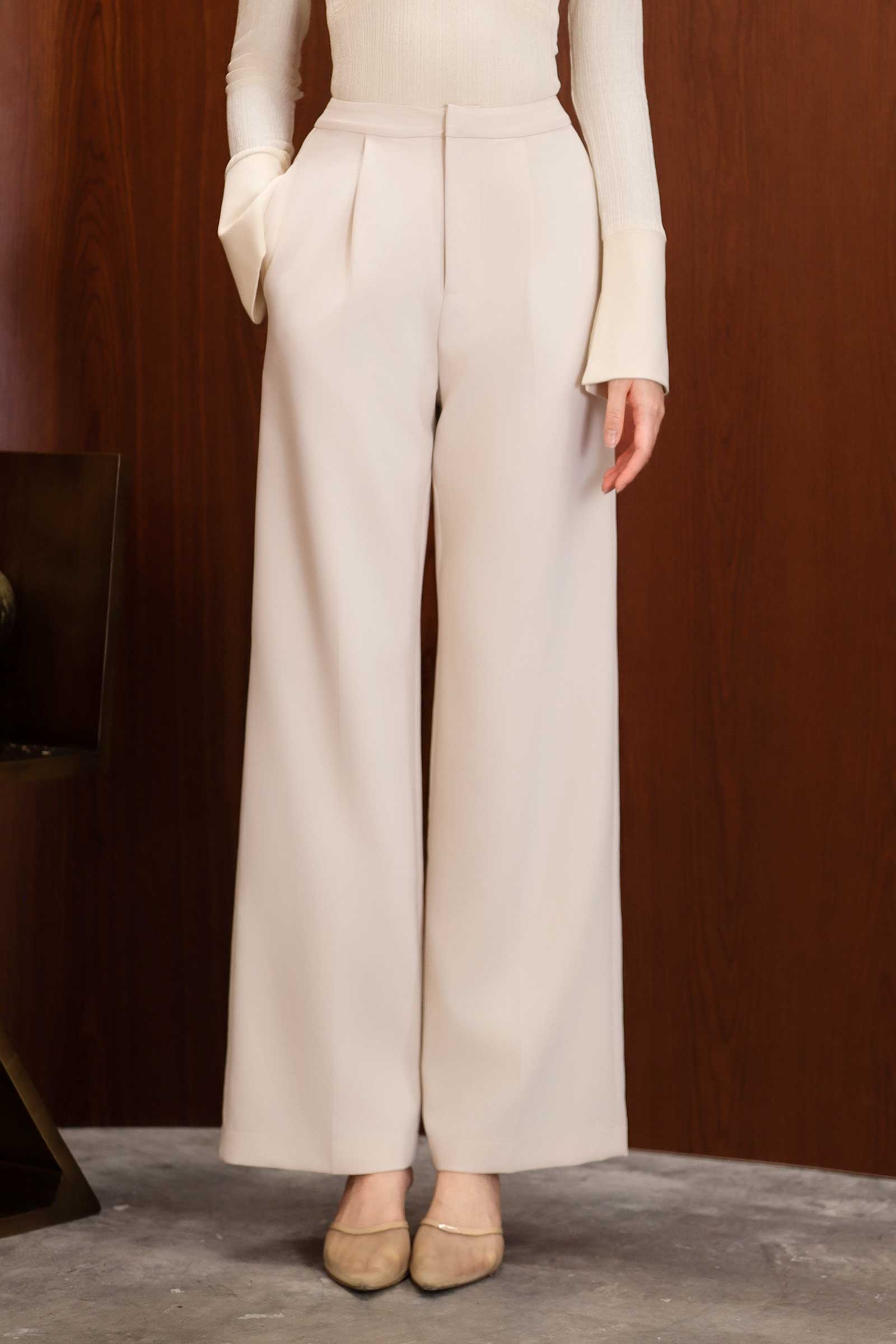 Poise Wide-Leg Trousers (Ivory)