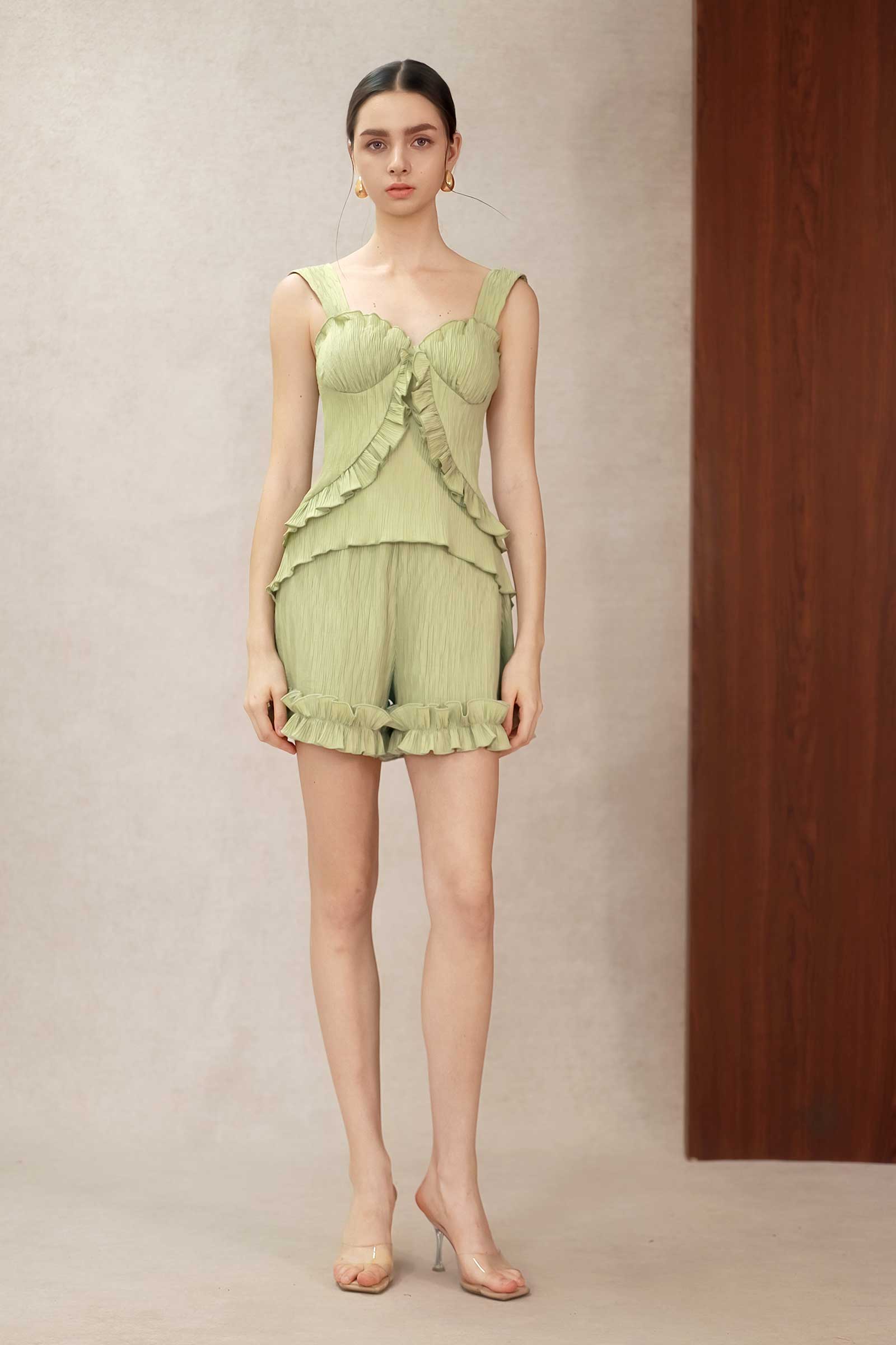 Liora Ruffle Shorts (Sage)