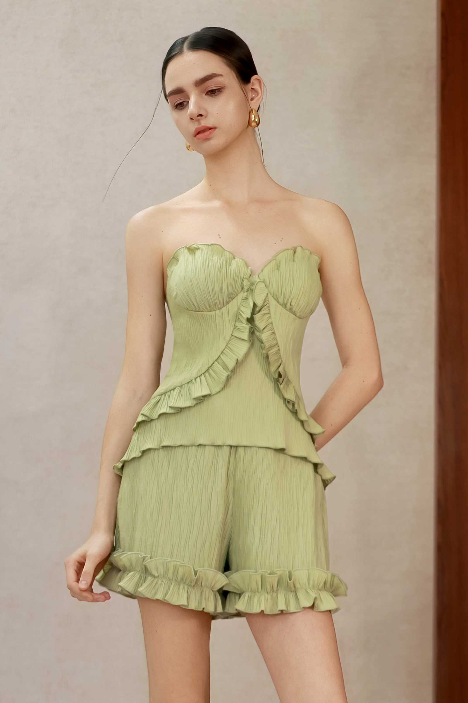 Liora Ruffle Shorts (Sage)