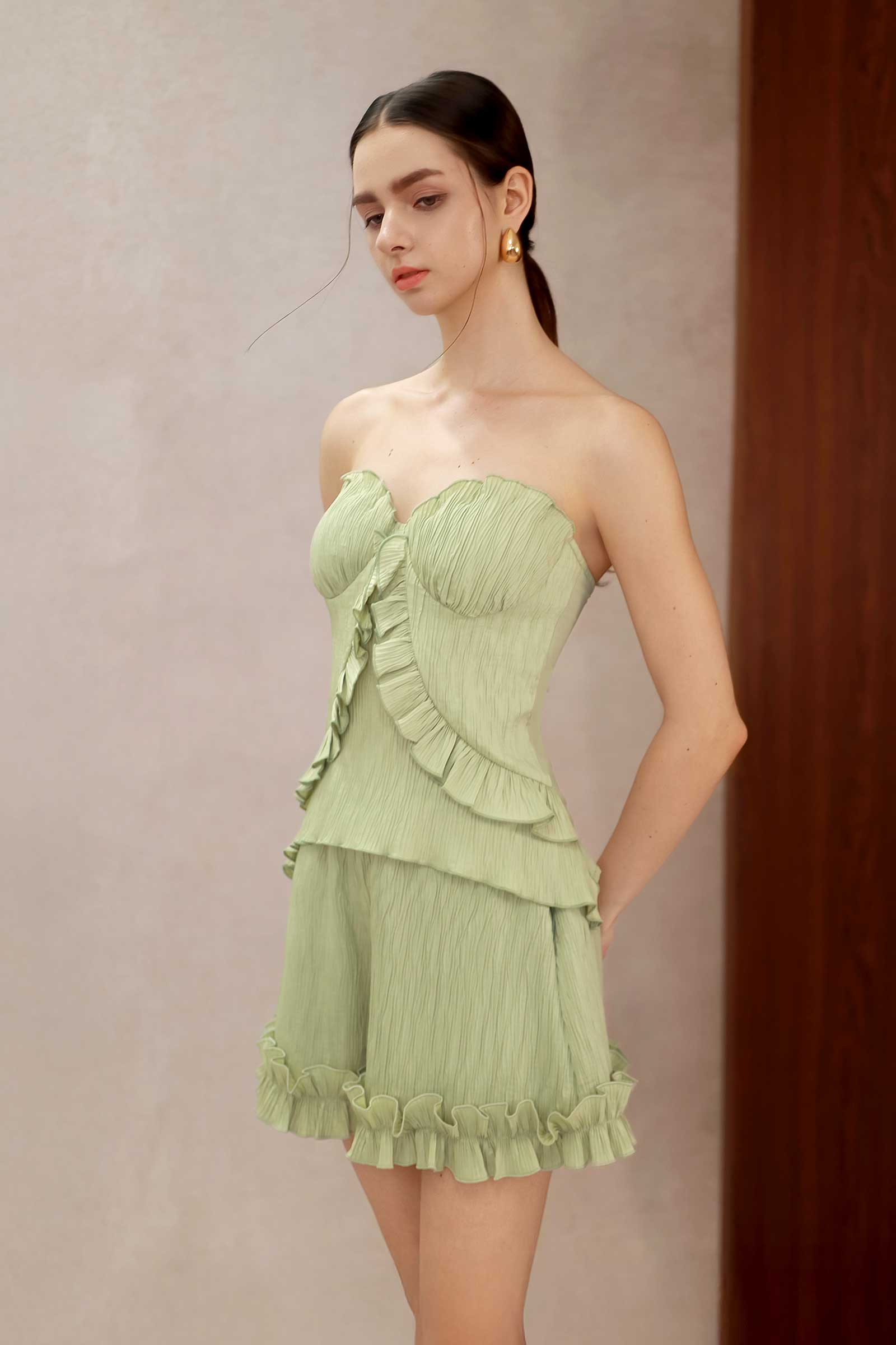 Liora Ruffle Shorts (Sage)