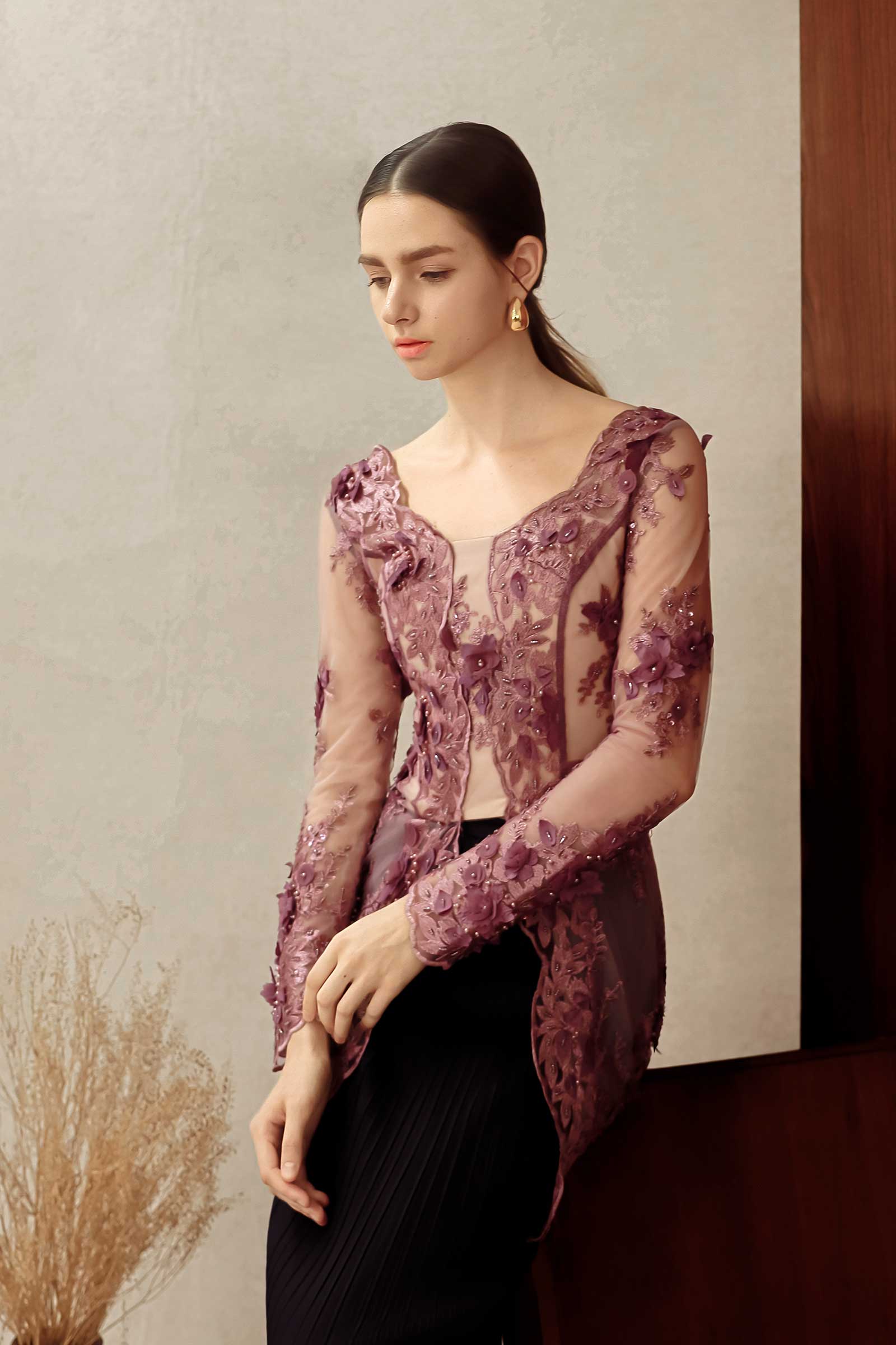 Aurielle Kebaya Top (Lilac)