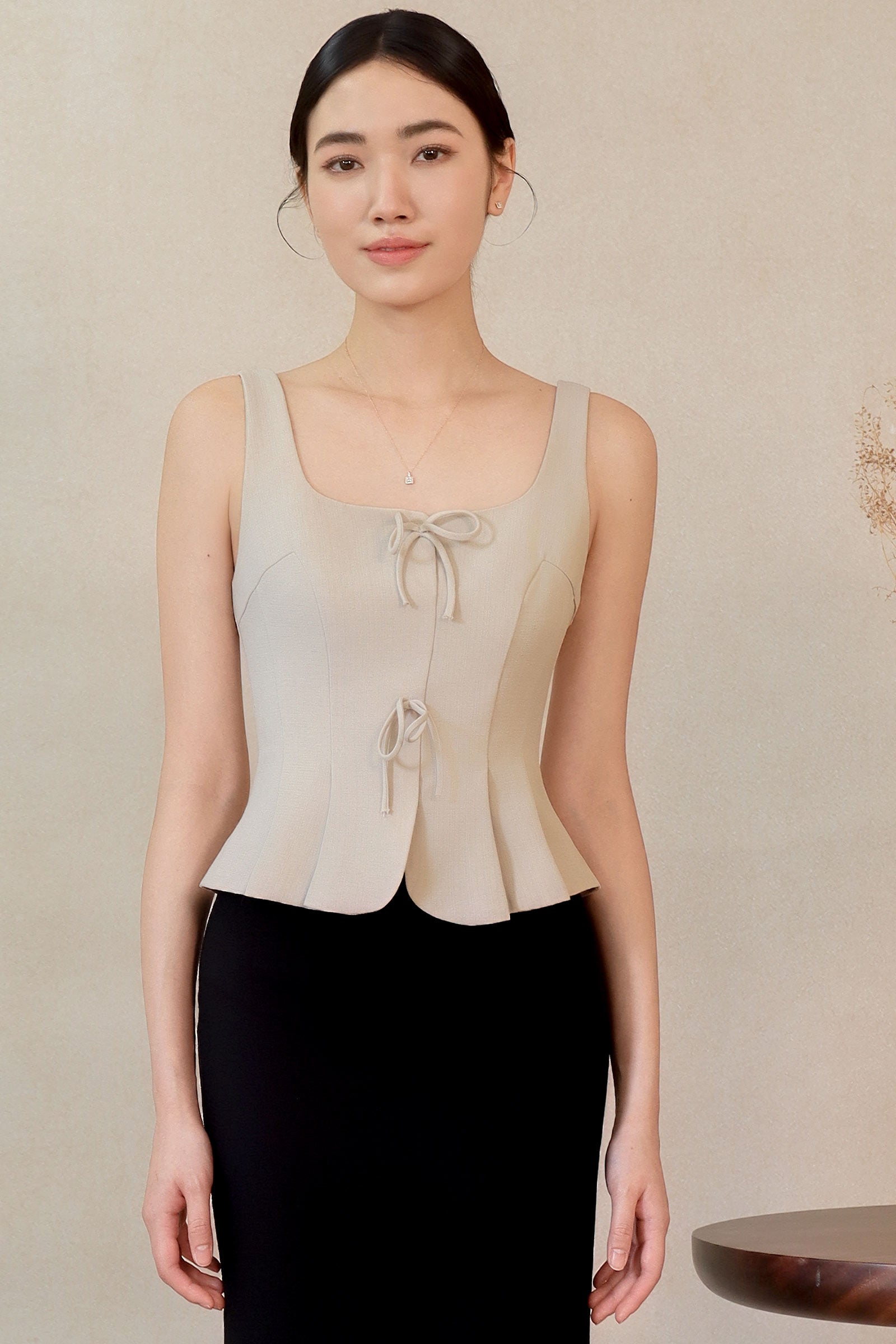 Diunere Ribbon Vest Top (Khaki)