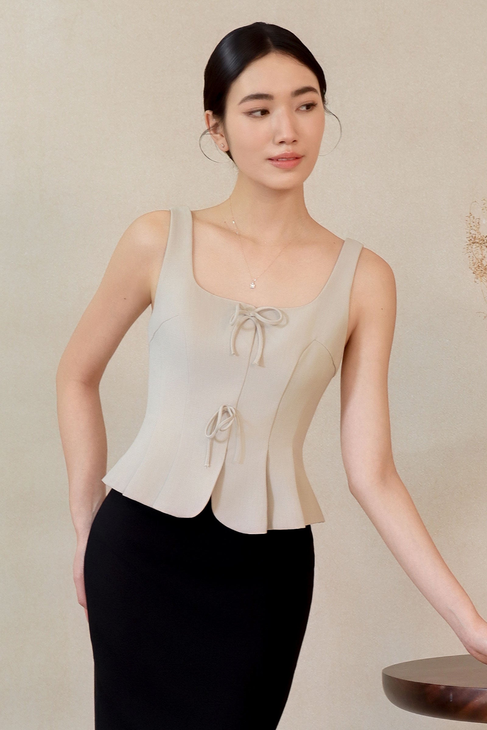 Diunere Ribbon Vest Top (Khaki)