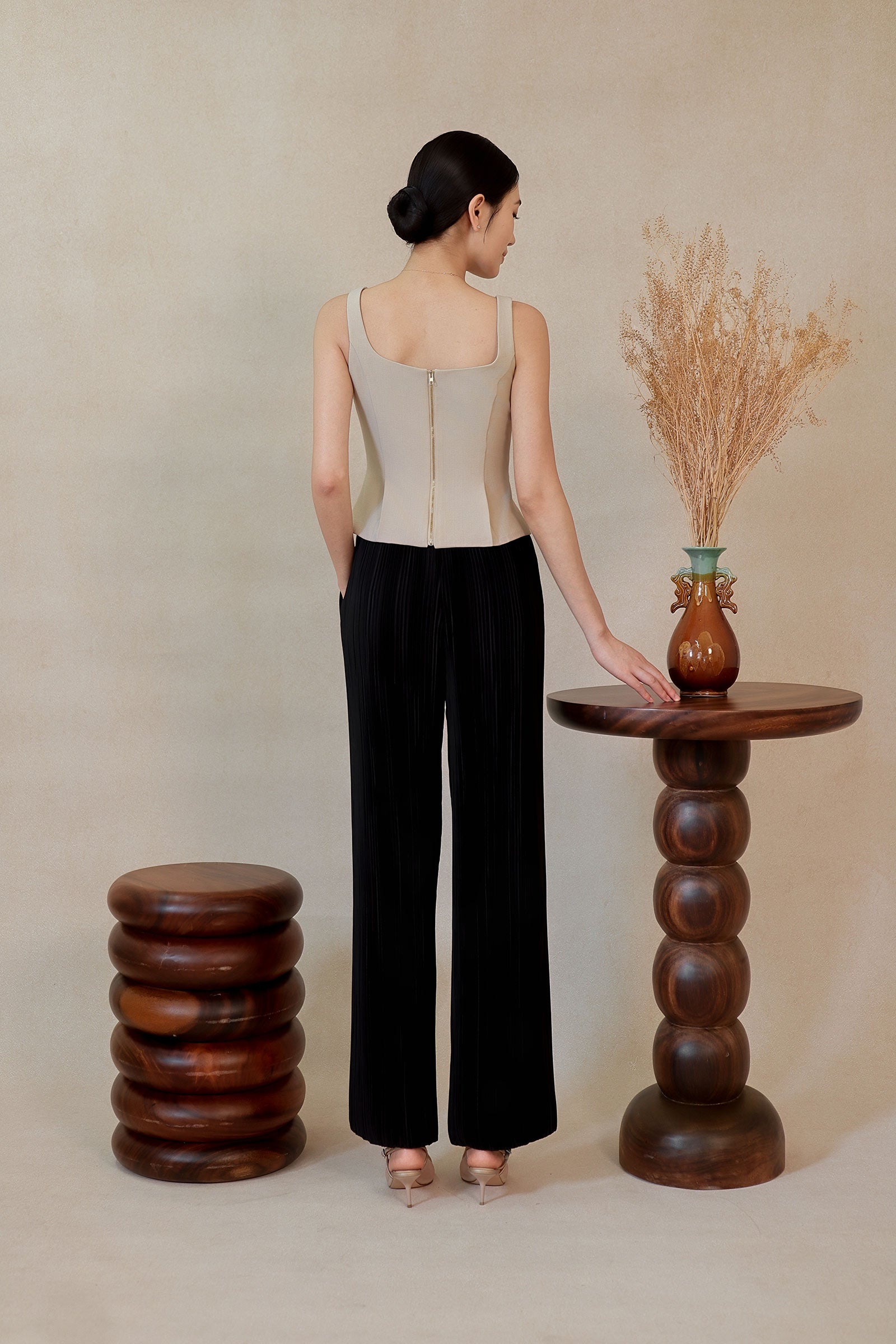 Diunere Ribbon Vest Top (Khaki)