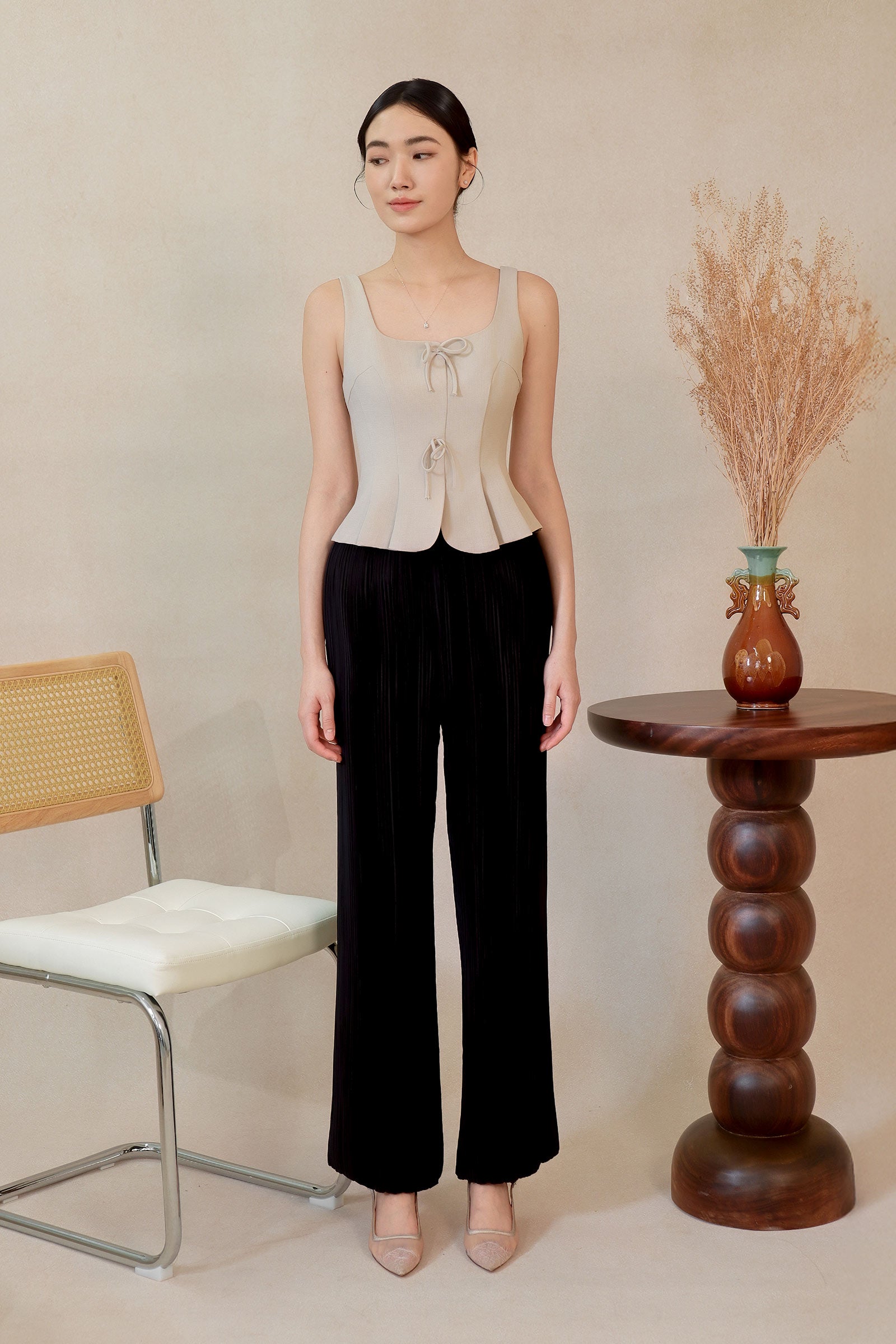 Diunere Ribbon Vest Top (Khaki)