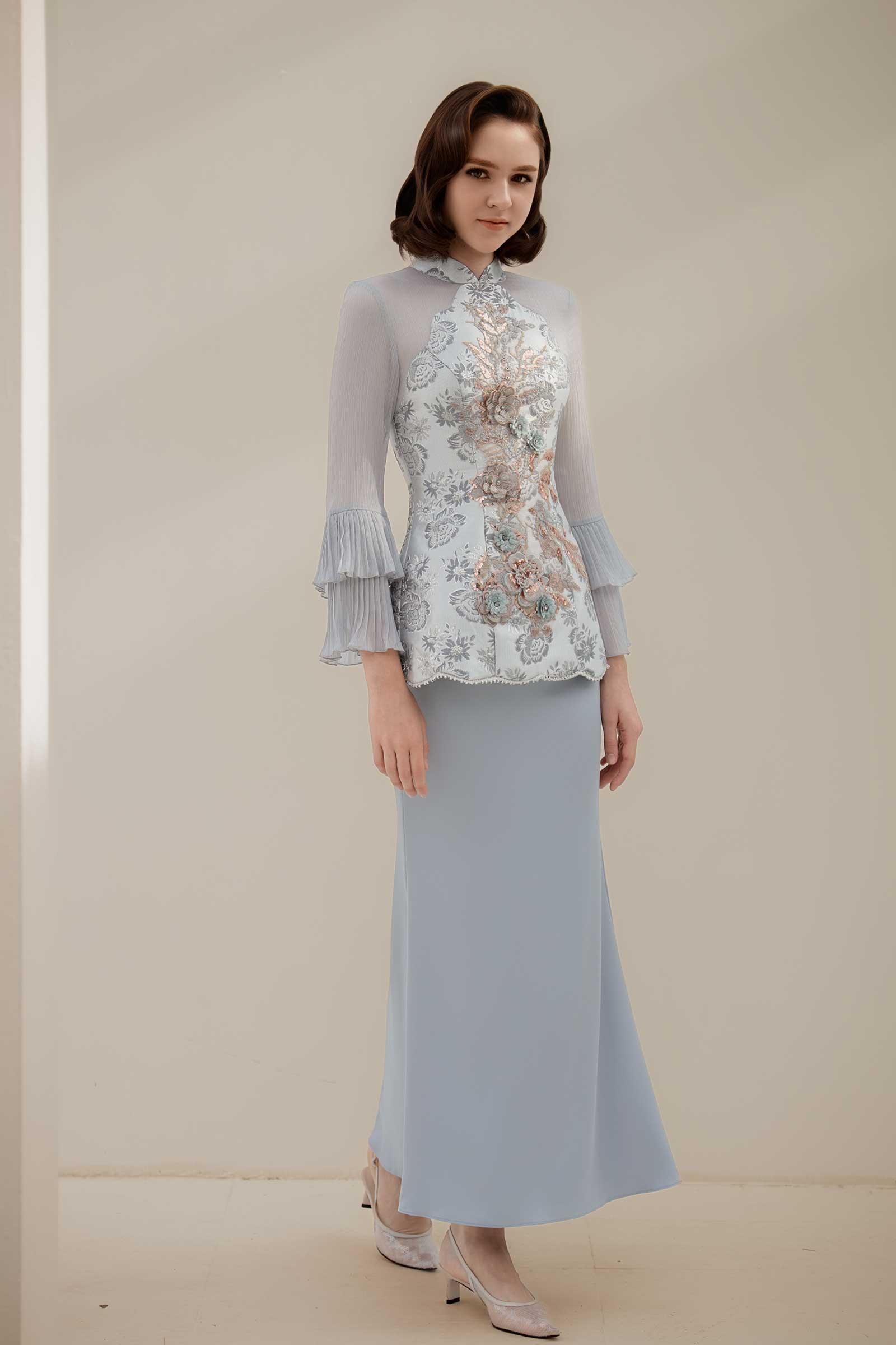 Alya Kebaya Set (Greyish Blue)