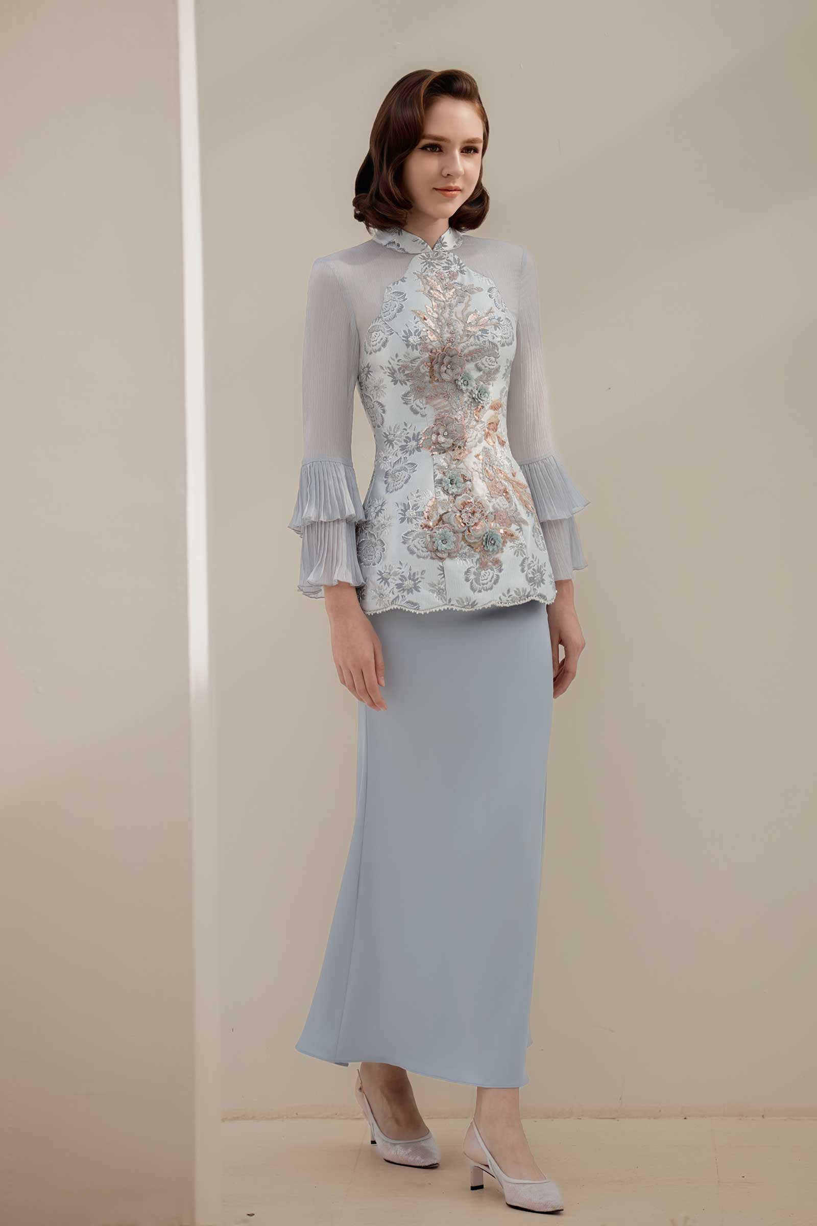 Alya Kebaya Set (Greyish Blue)