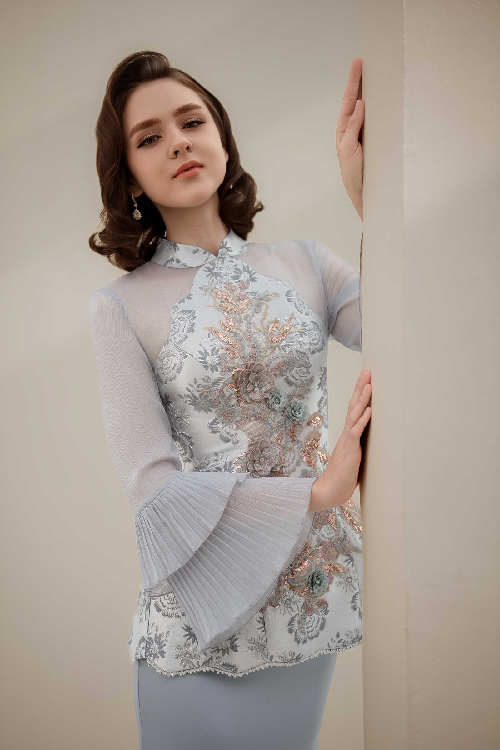 Alya Kebaya Set (Greyish Blue)