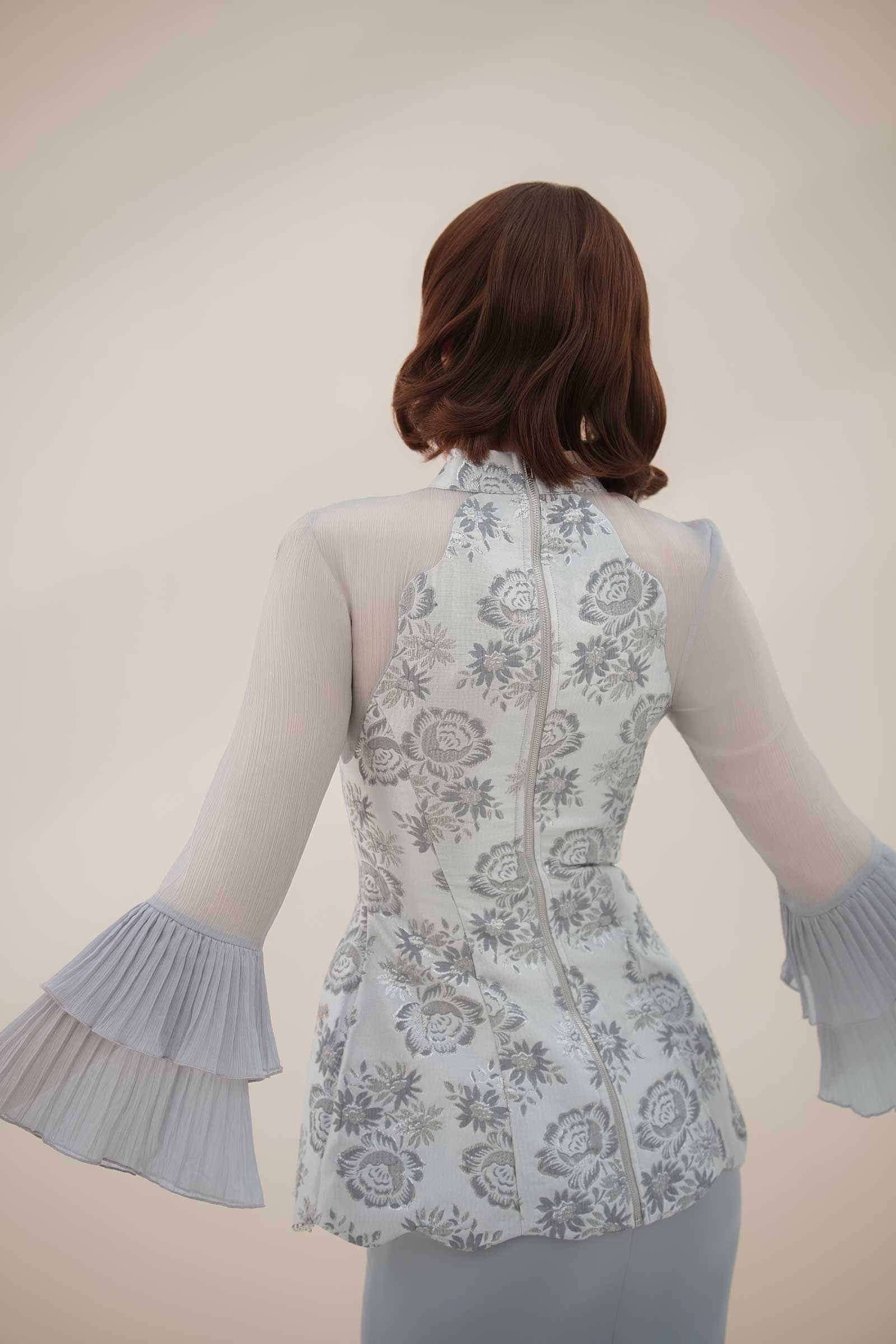 Alya Kebaya Top (Greyish Blue)