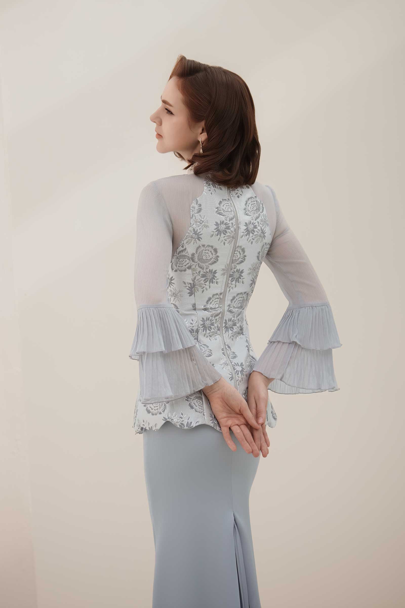 Alya Kebaya Top (Greyish Blue)