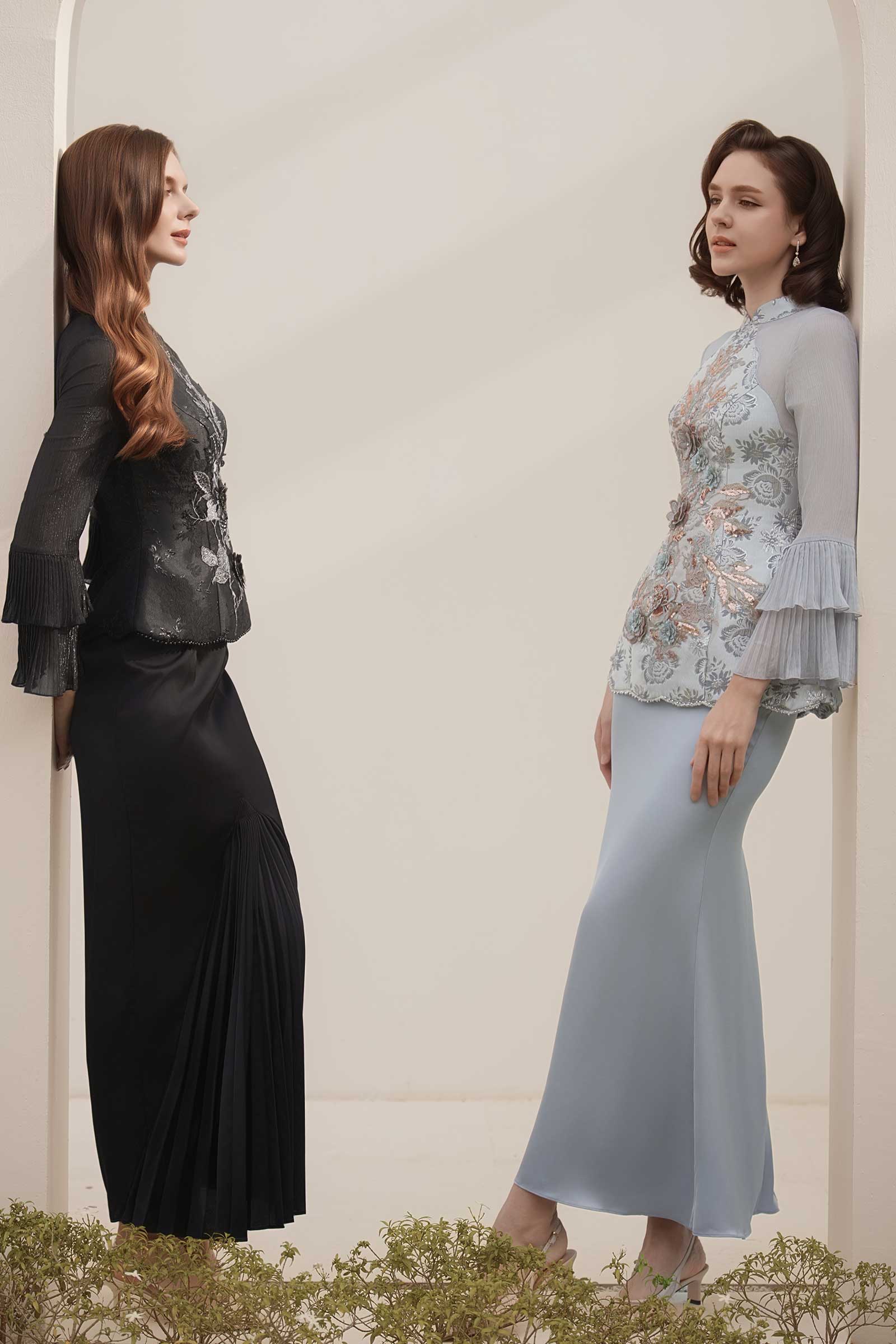 Alya Kebaya Top (Greyish Blue)