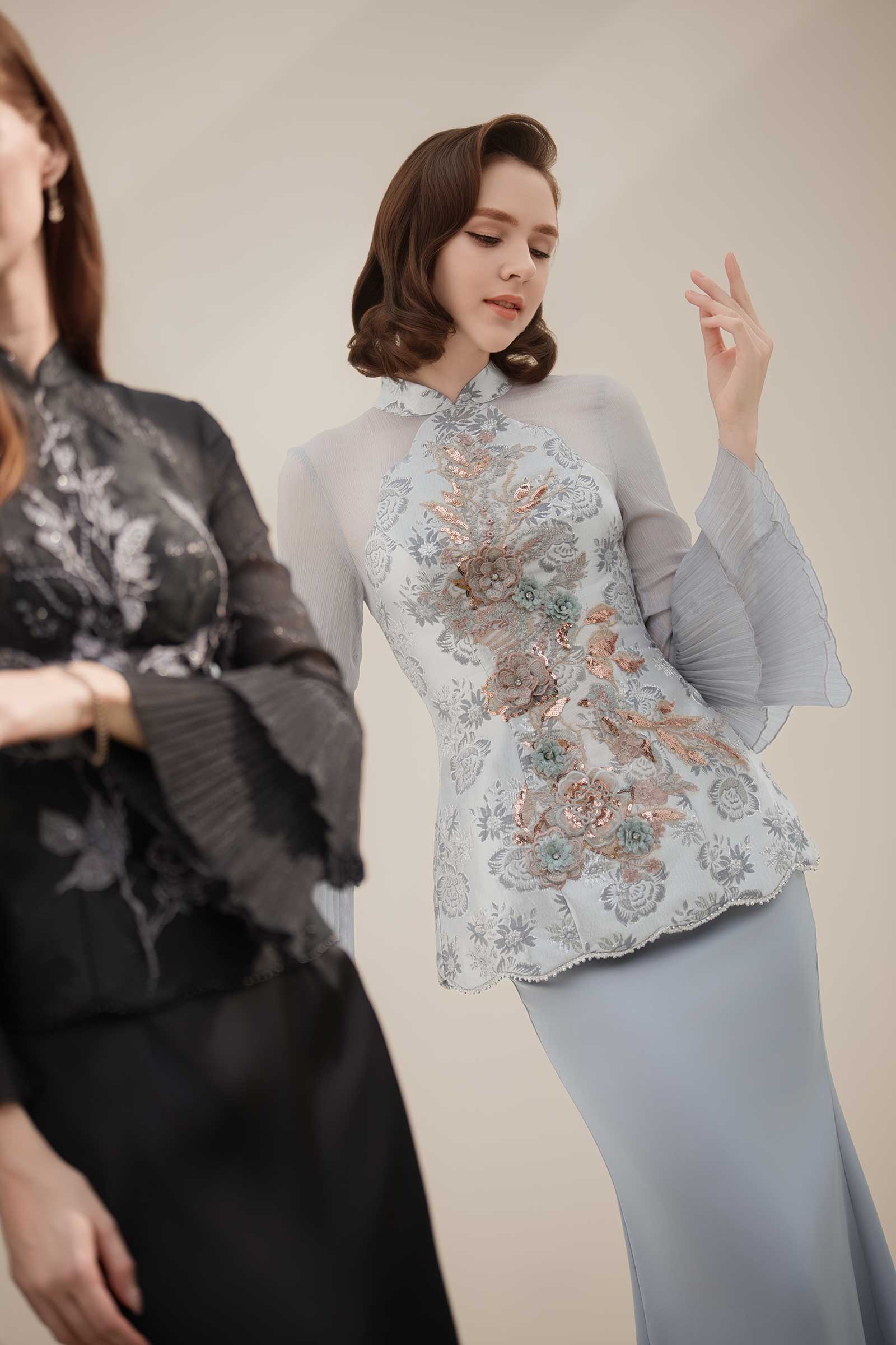 Alya Kebaya Set (Greyish Blue)