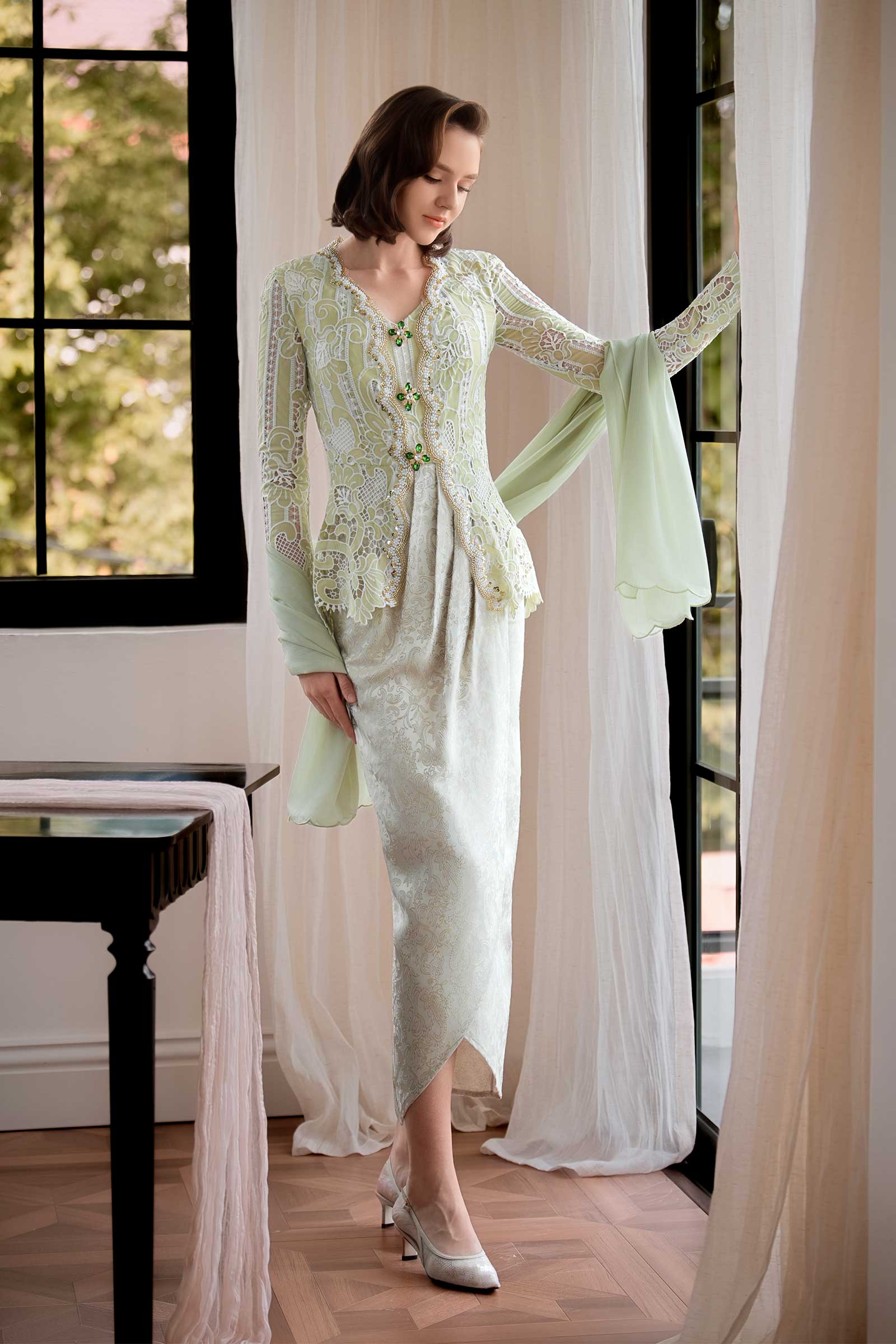 Seroja Kebaya Set (Sage)