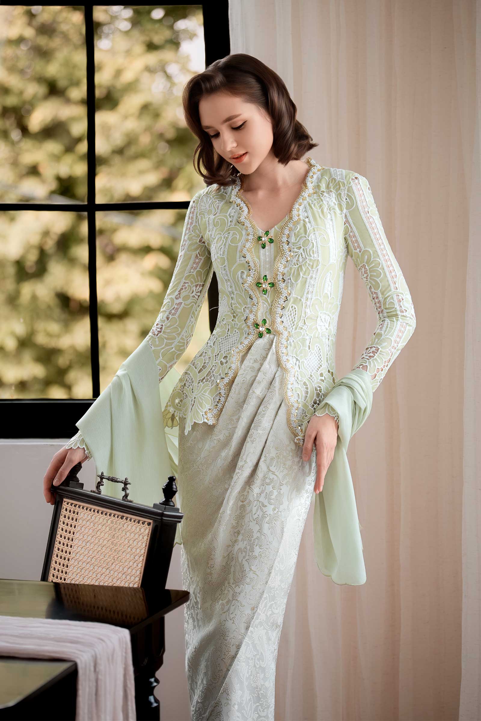 Seroja Kebaya Set (Sage)