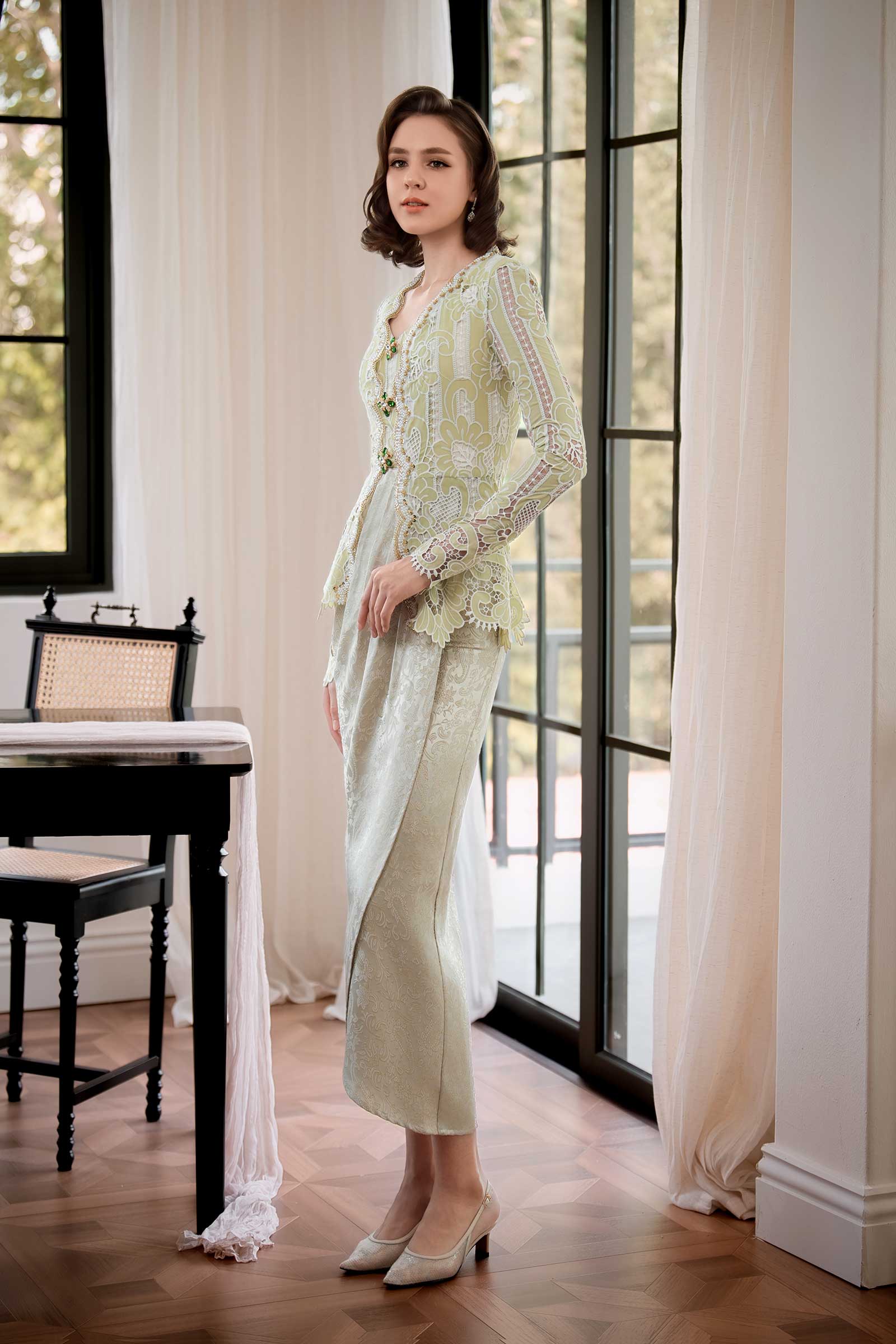 BACKORDER Seroja Kebaya Top (Sage)