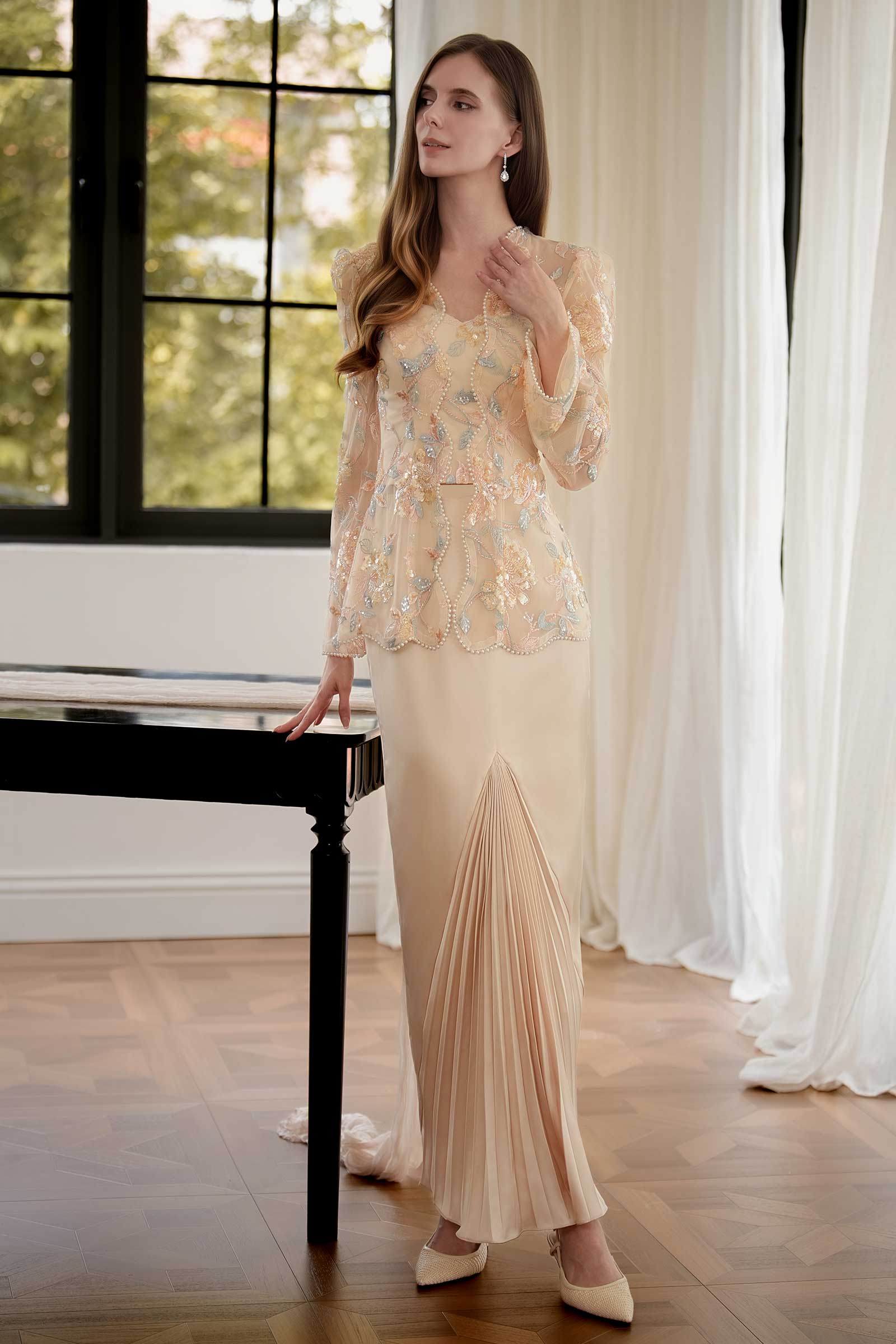 Thea Kebaya Top (Blush Petal)