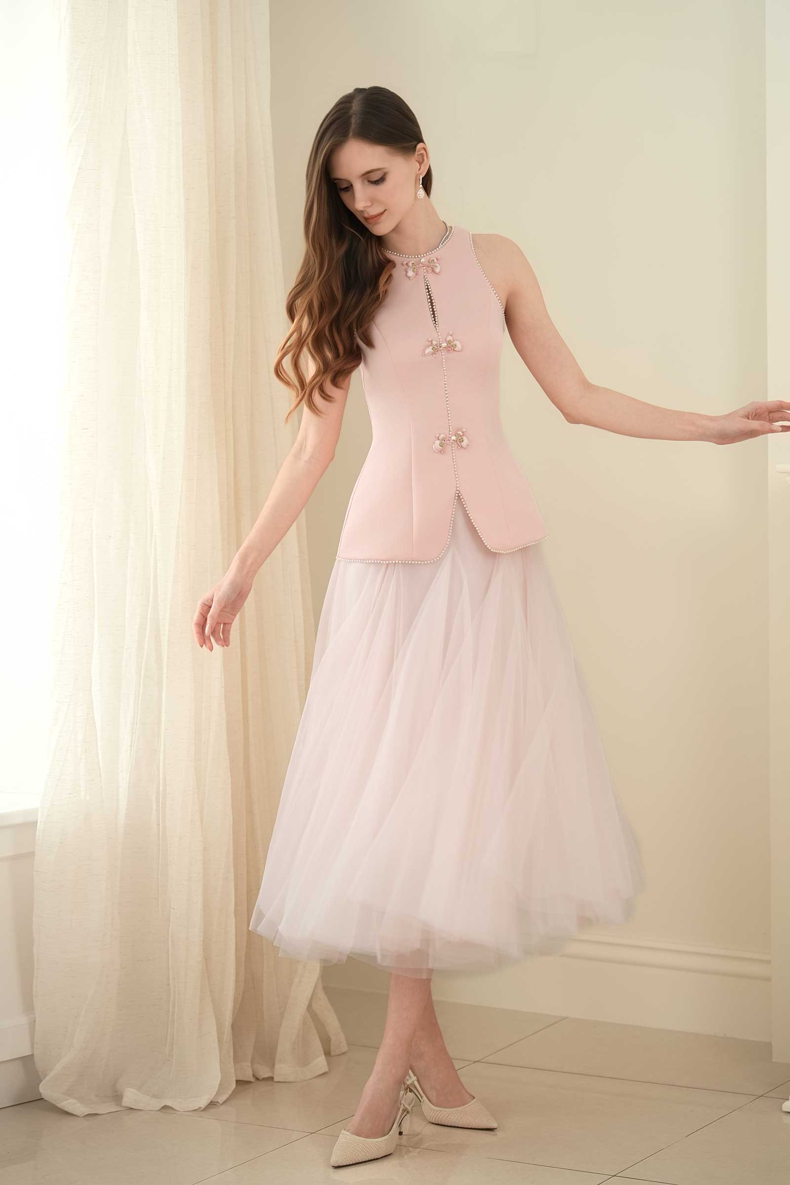 Ivy Qipao Top (Pink)
