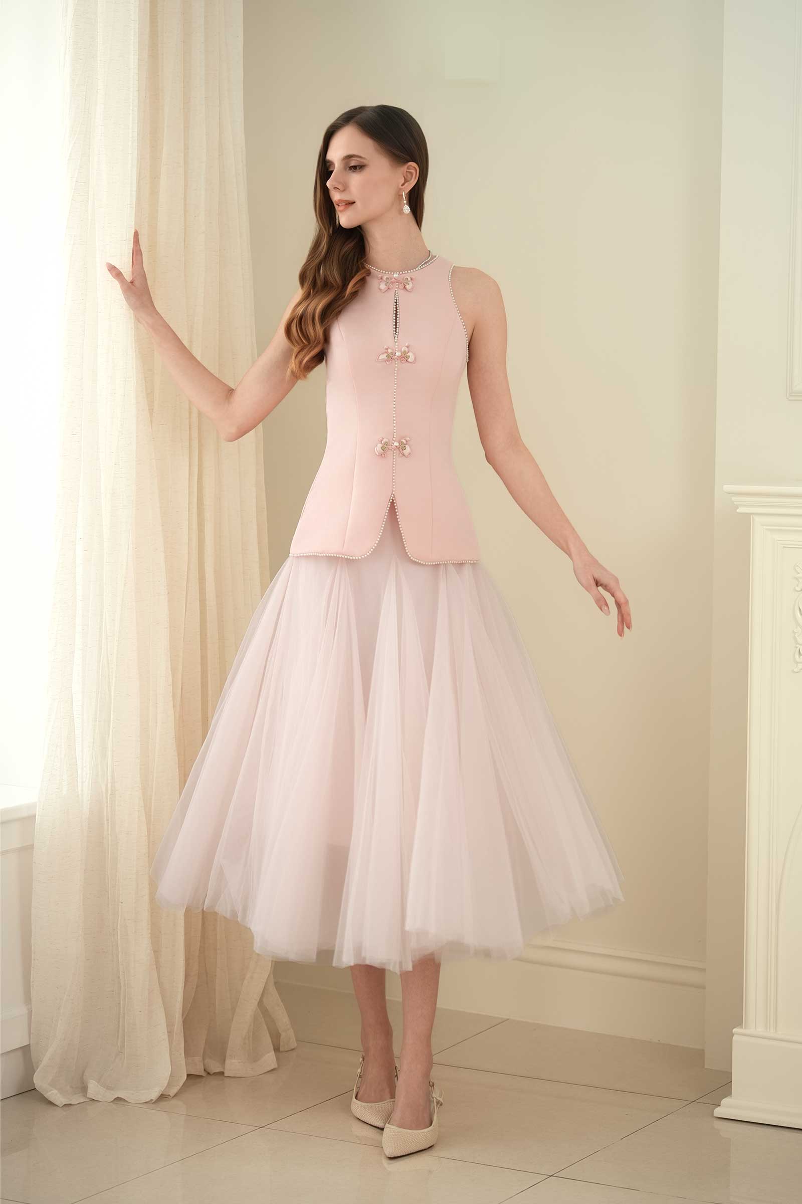 Ivy Qipao Top (Pink)