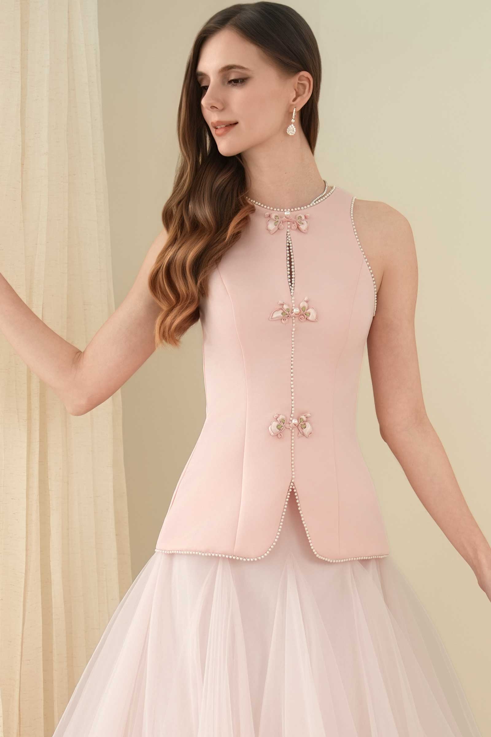 Ivy Qipao Top (Pink)