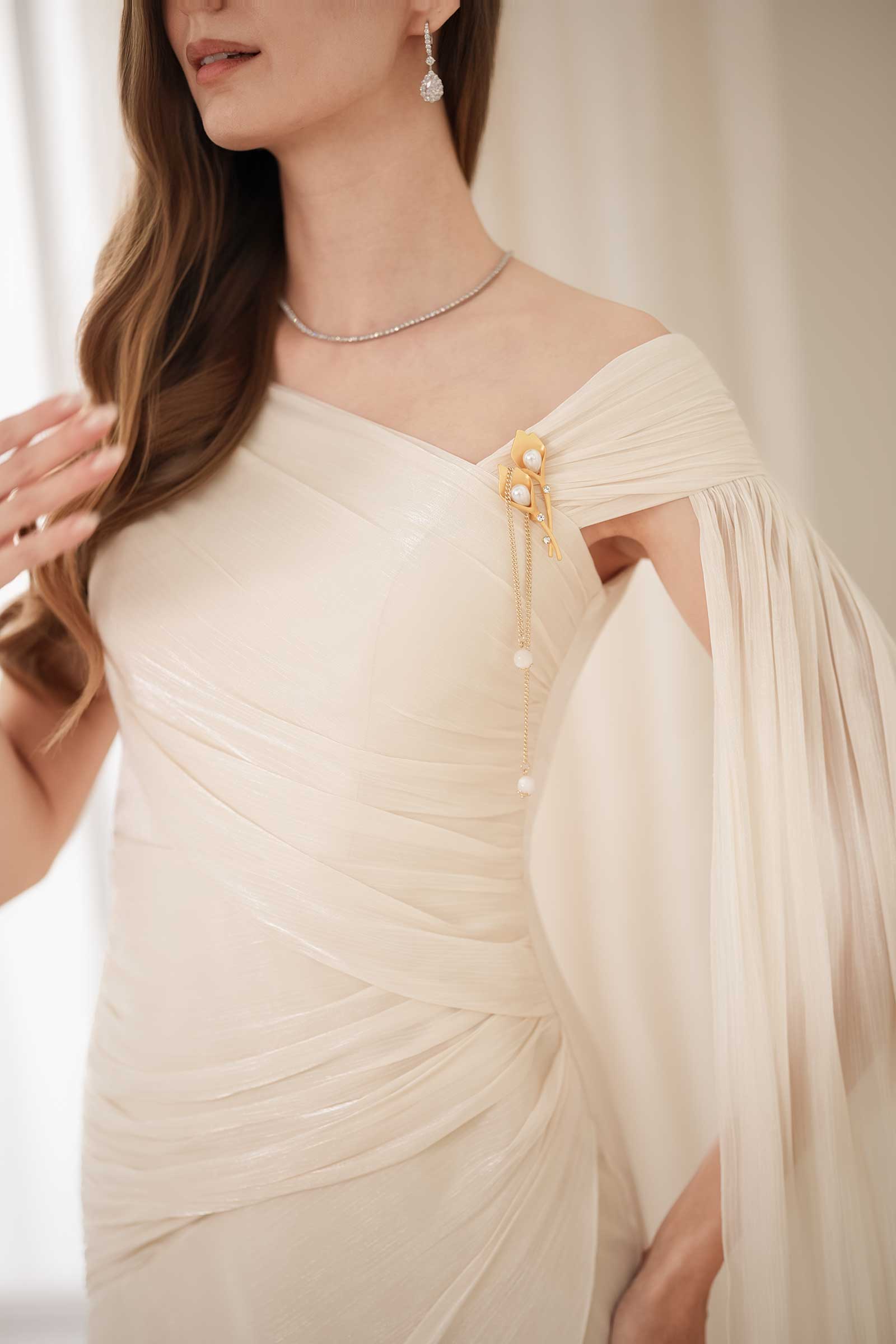 Sylvera Scarf Dress (Champagne)
