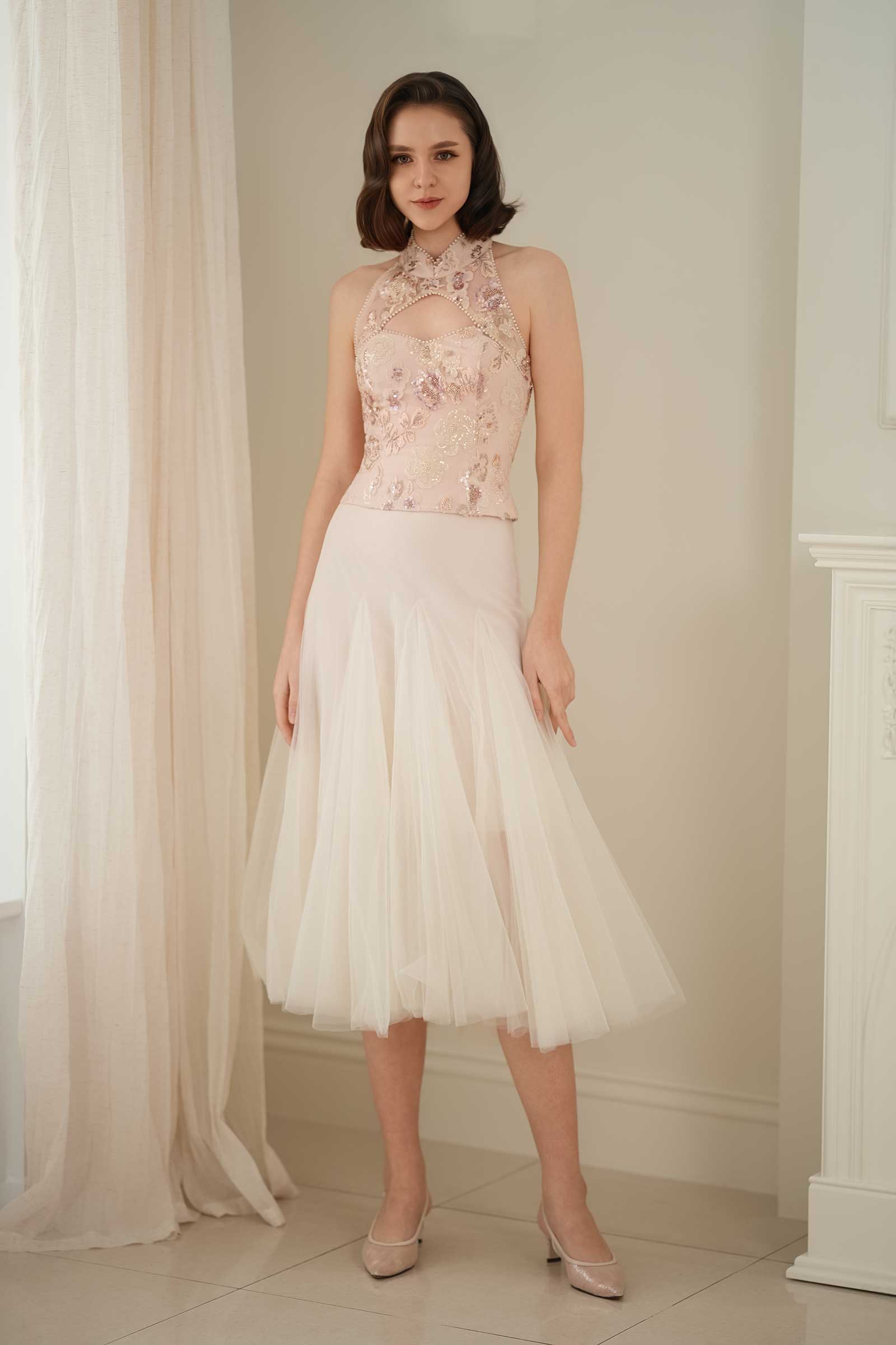 Magnolia Qipao Top (Pink)