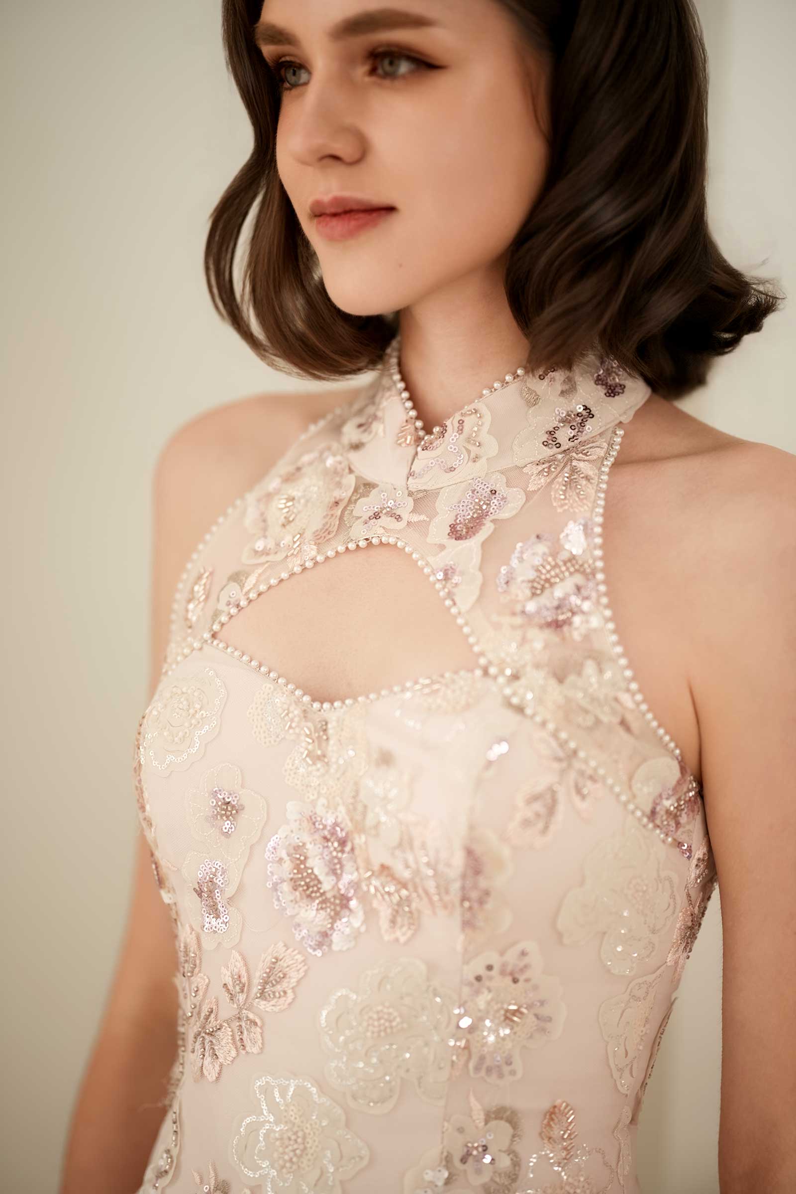 Magnolia Qipao Top (Pink)