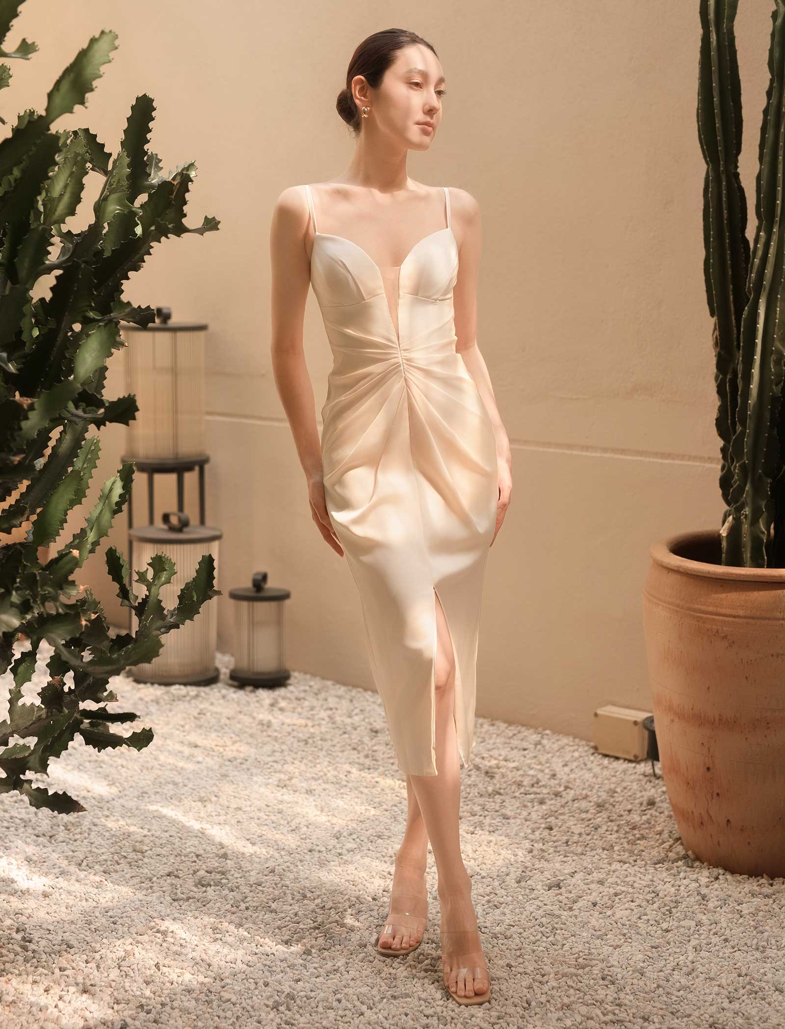 Deraphea Padded Dress (Champagne)