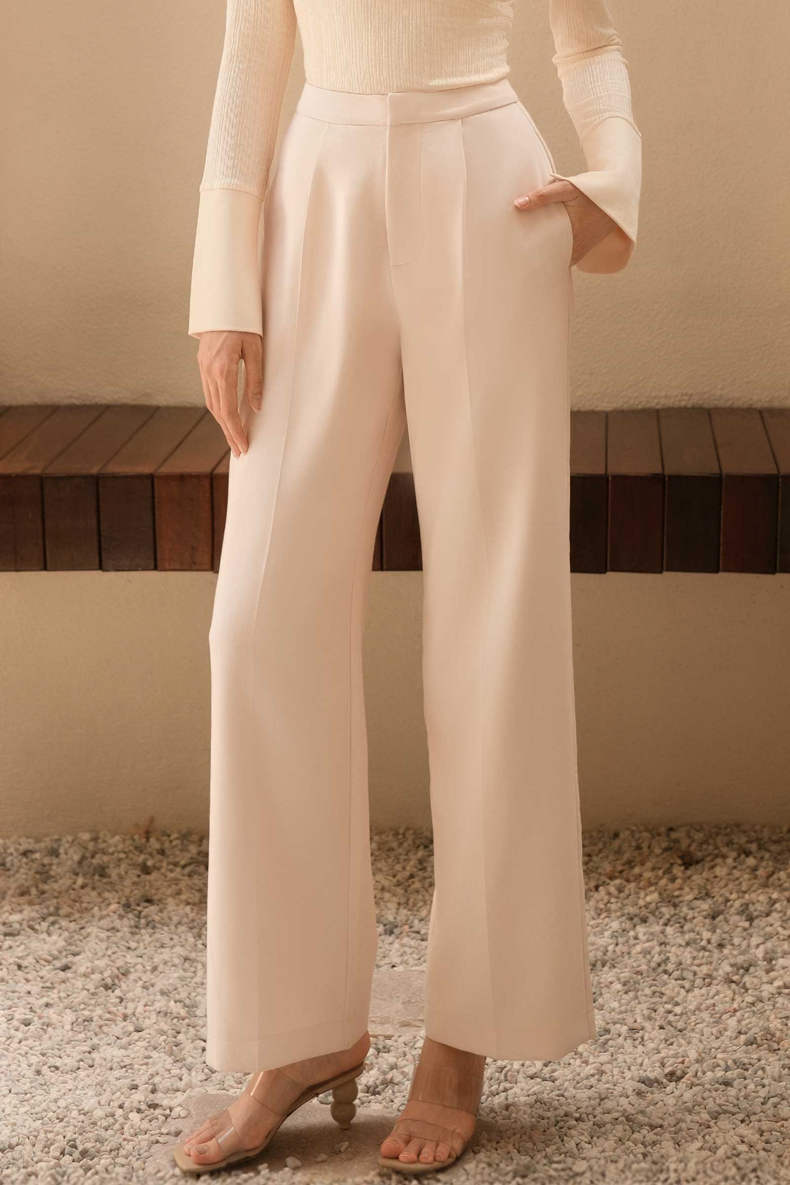 Poise Wide-Leg Trousers (Ivory)